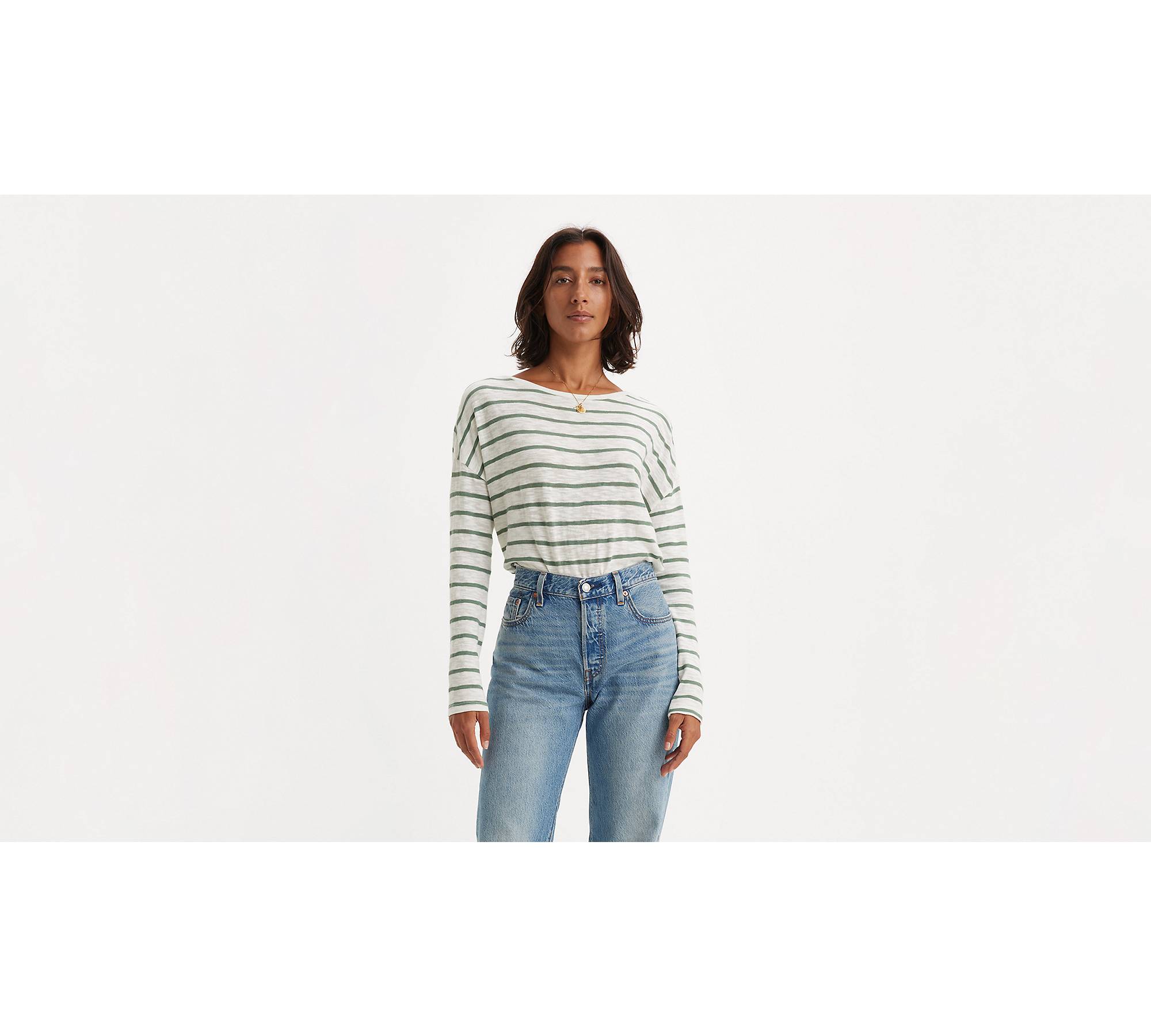 Striped Margot Long Sleeve T-shirt - Green | Levi's® US