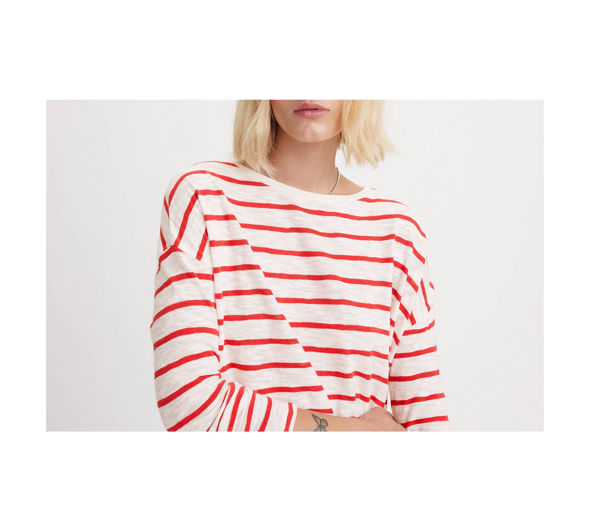 Striped Margot Long Sleeve T-shirt - Red