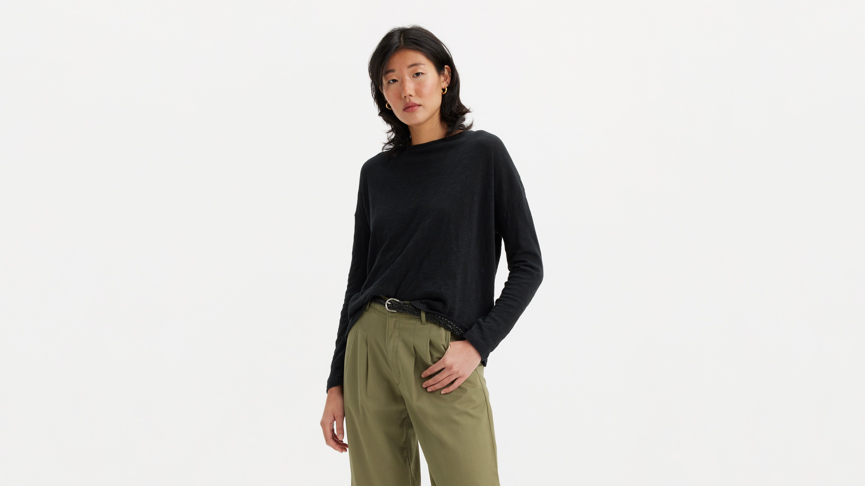 Eterne long sleeve cropped rib t-shirt black – Montaigne Market SBH