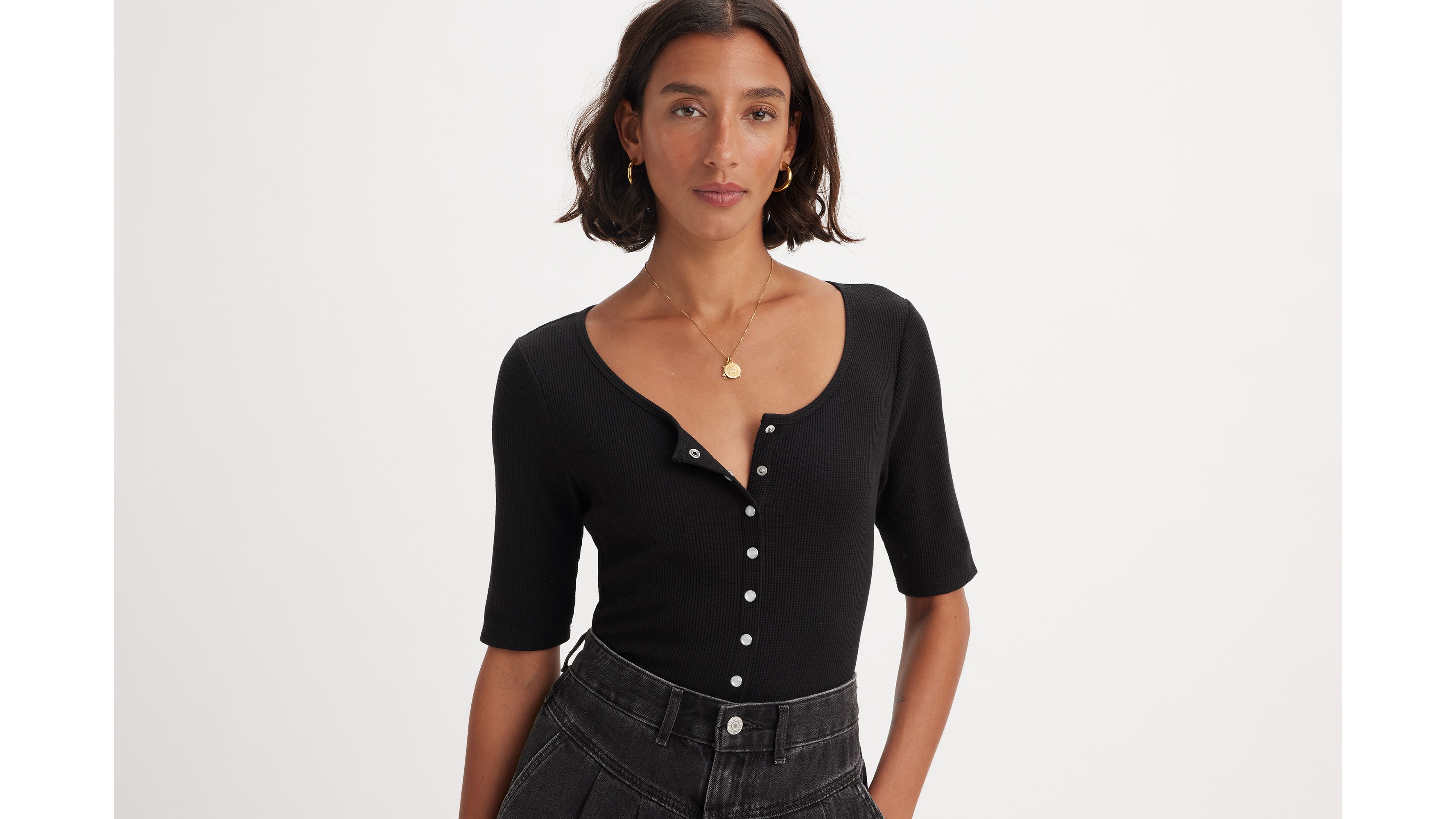 Dry Goods Waffle Top Met Knopen Zwart Levi's® NL
