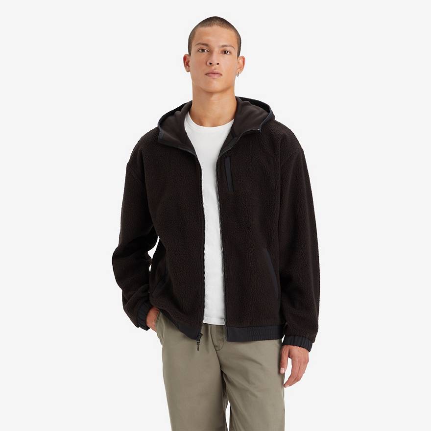 Sweatshirt i sherpa med lynlås og hætte 1