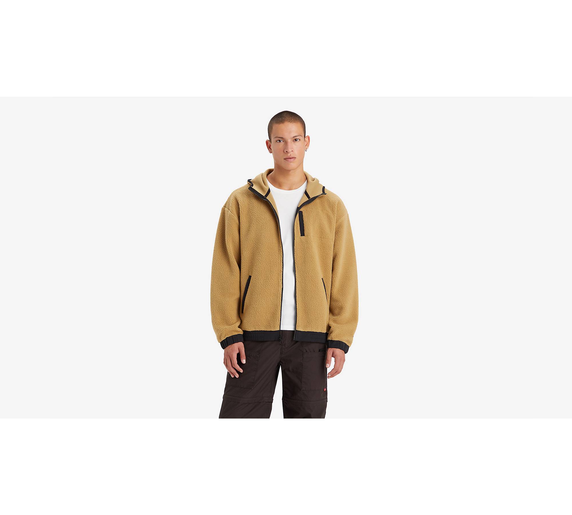 Sweatshirt i sherpa med lynlås og hætte 1