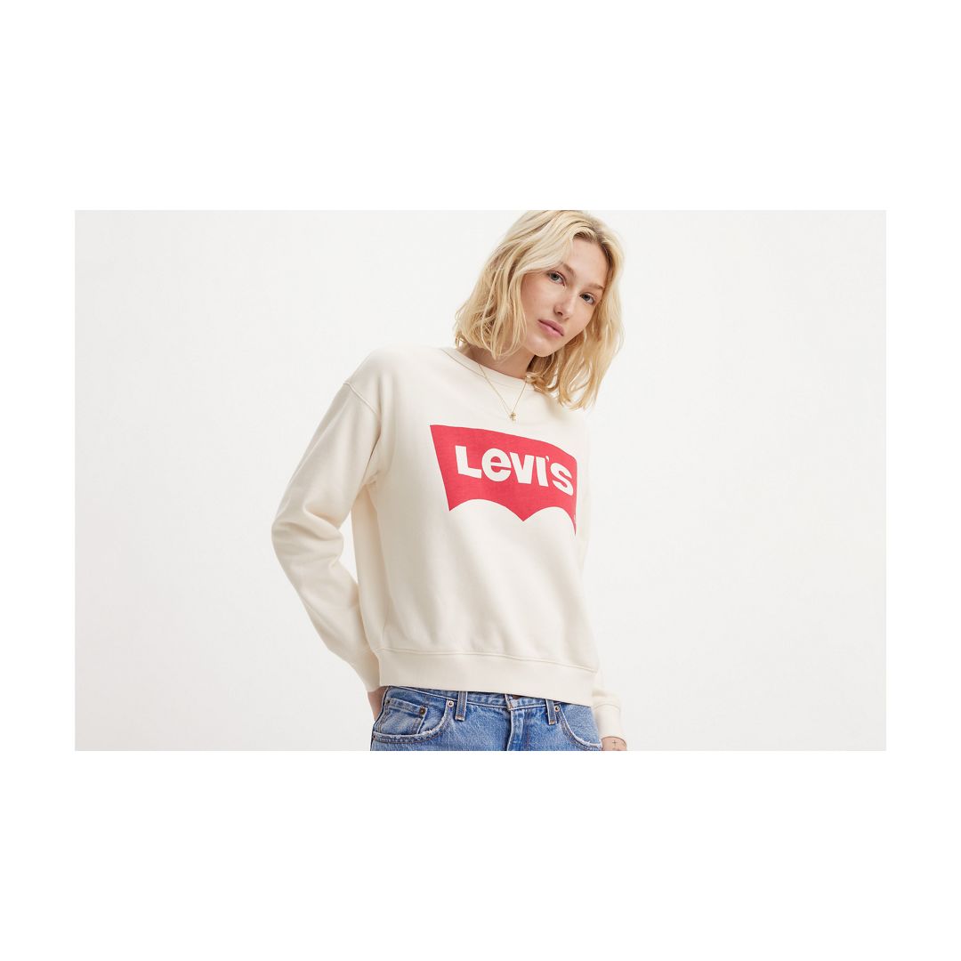 Levi's Graphic Signature Crewneck Sweatshirt In Cloud Dancer