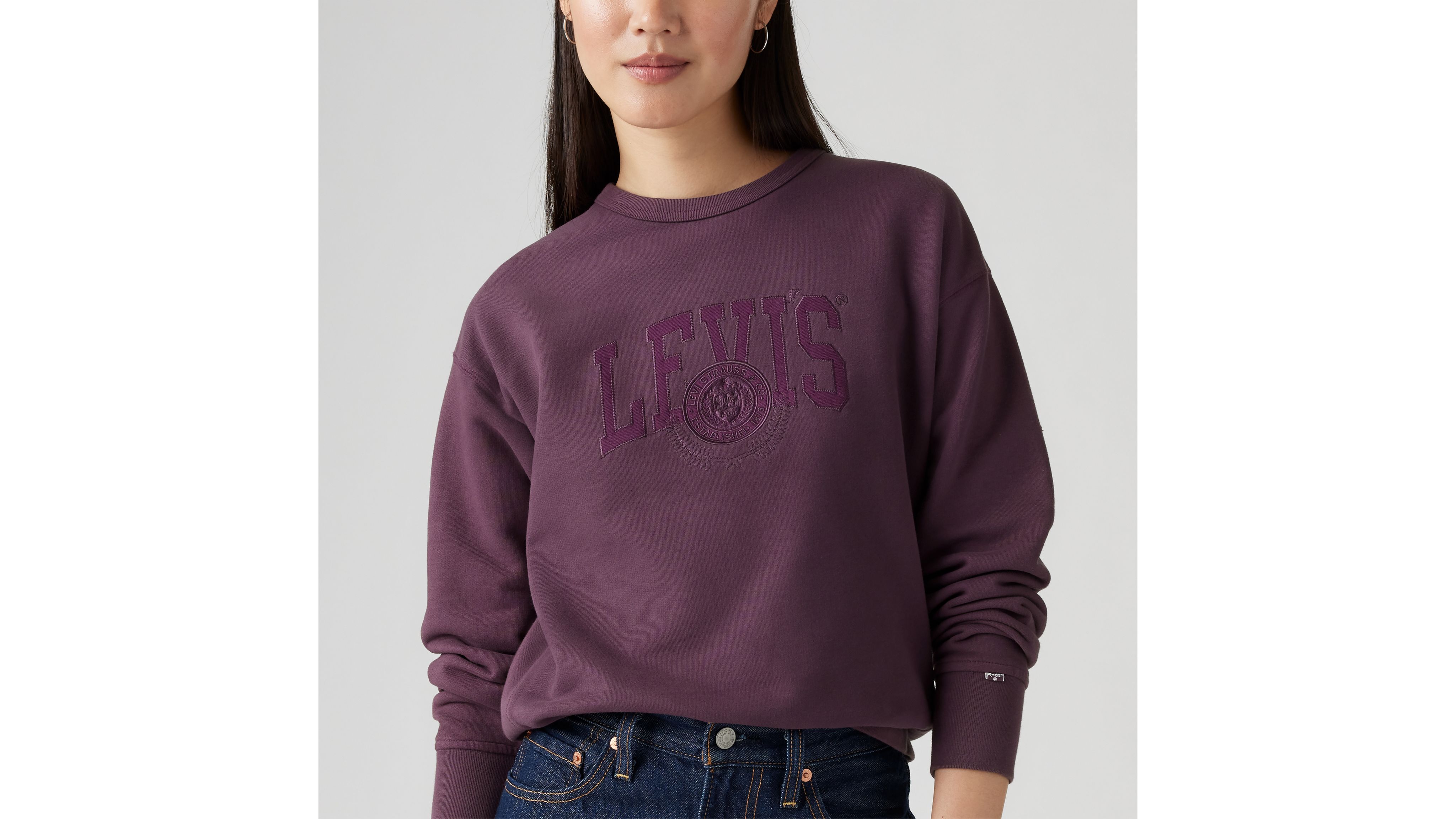 売れ筋商品|||エルエーポップアート カットソー トップス レディース Women's Word Art Crewneck OMG Sweatshirt Purple VOSERY Dark-Purple Sweatshirt for Women, Crewneck Fall