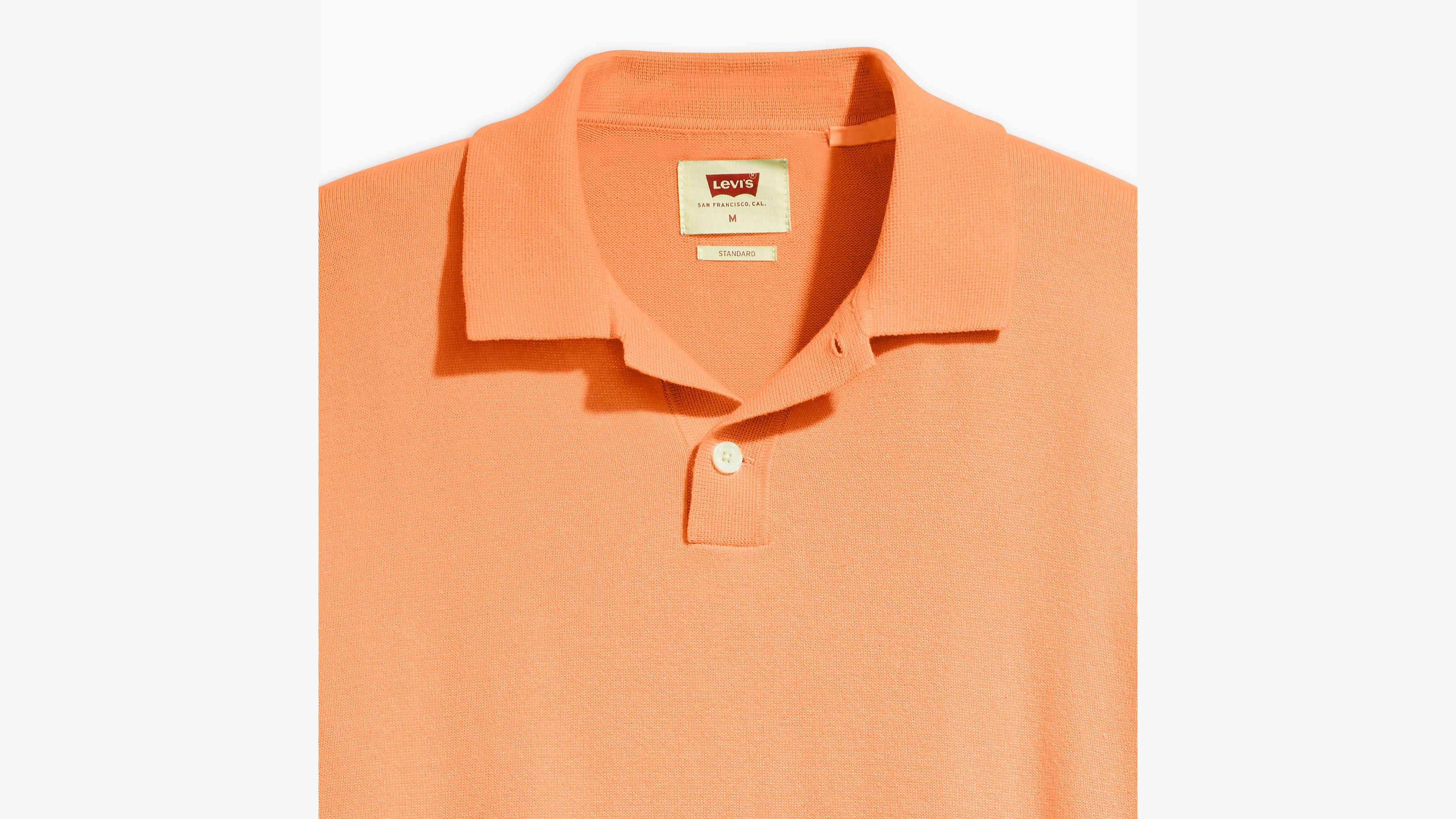 Sweater Knit Polo Shirt - Orange