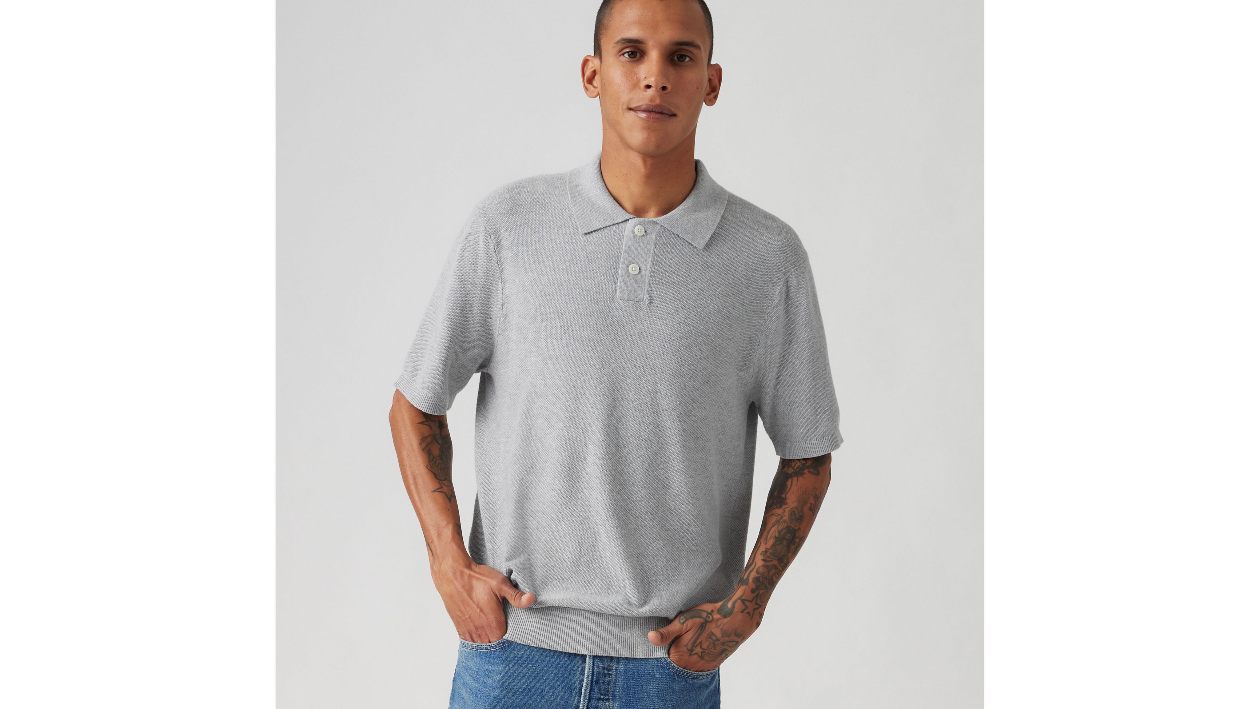 Levi's Cotton Linen Sweater Knit Polo Shirt - Men's L