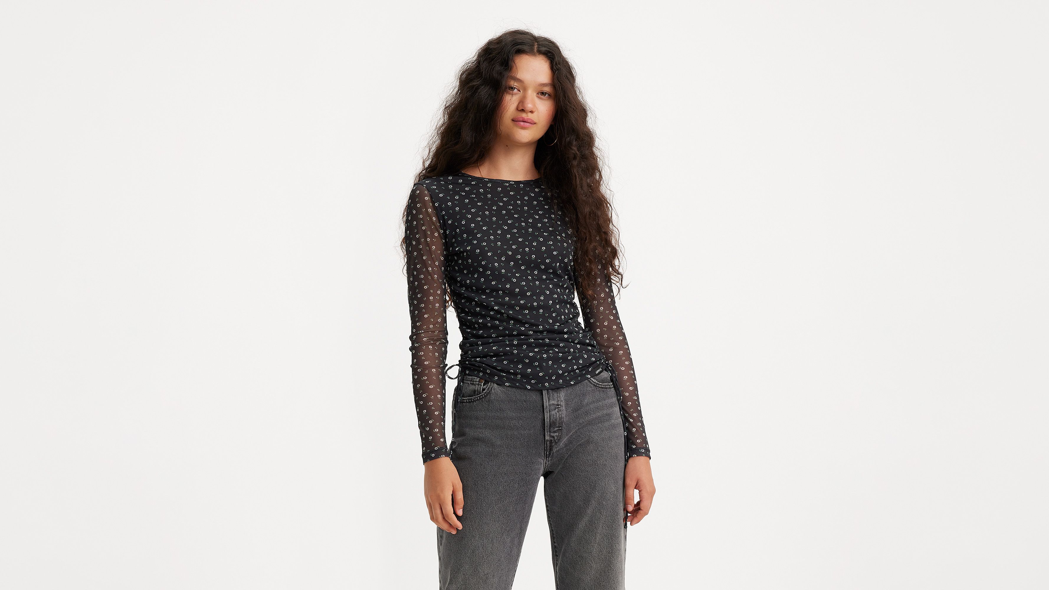 Jewel Mesh Top - Black | Levi