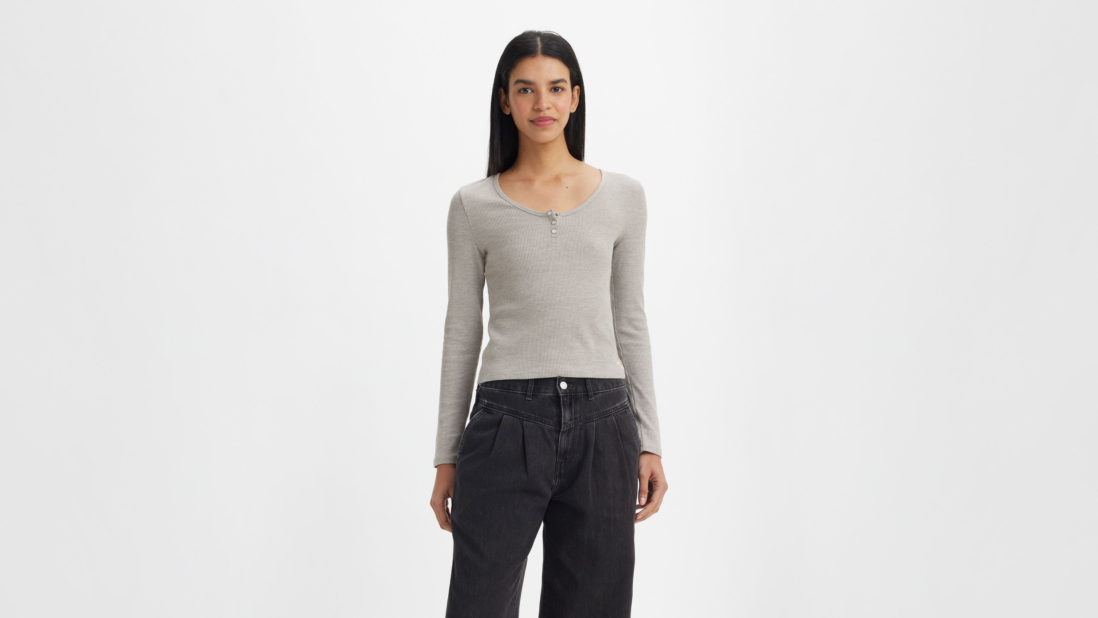 T-shirt Dry Goods Waffle Henley z długimi rękawami 2