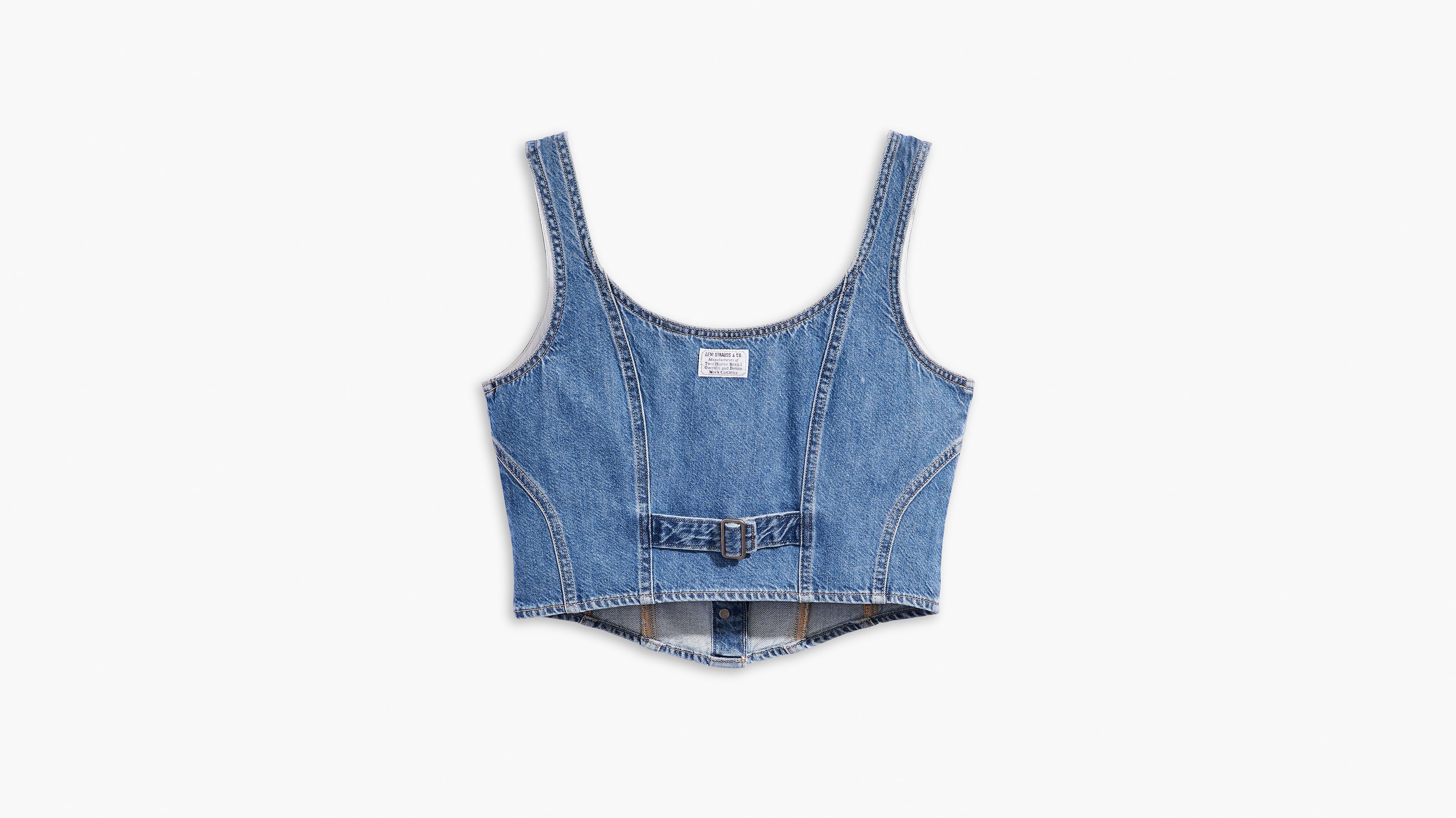 Alani Denim Corset Top - Medium Wash