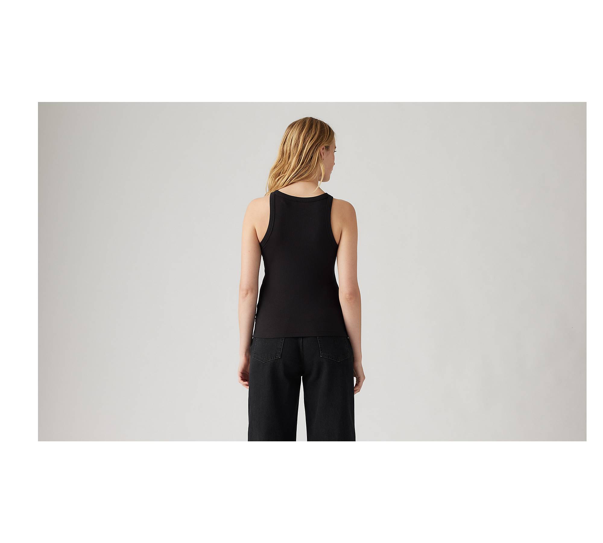 Women's Slim Fit Ribbed High Neck Tank Top - A New Day™ Black M