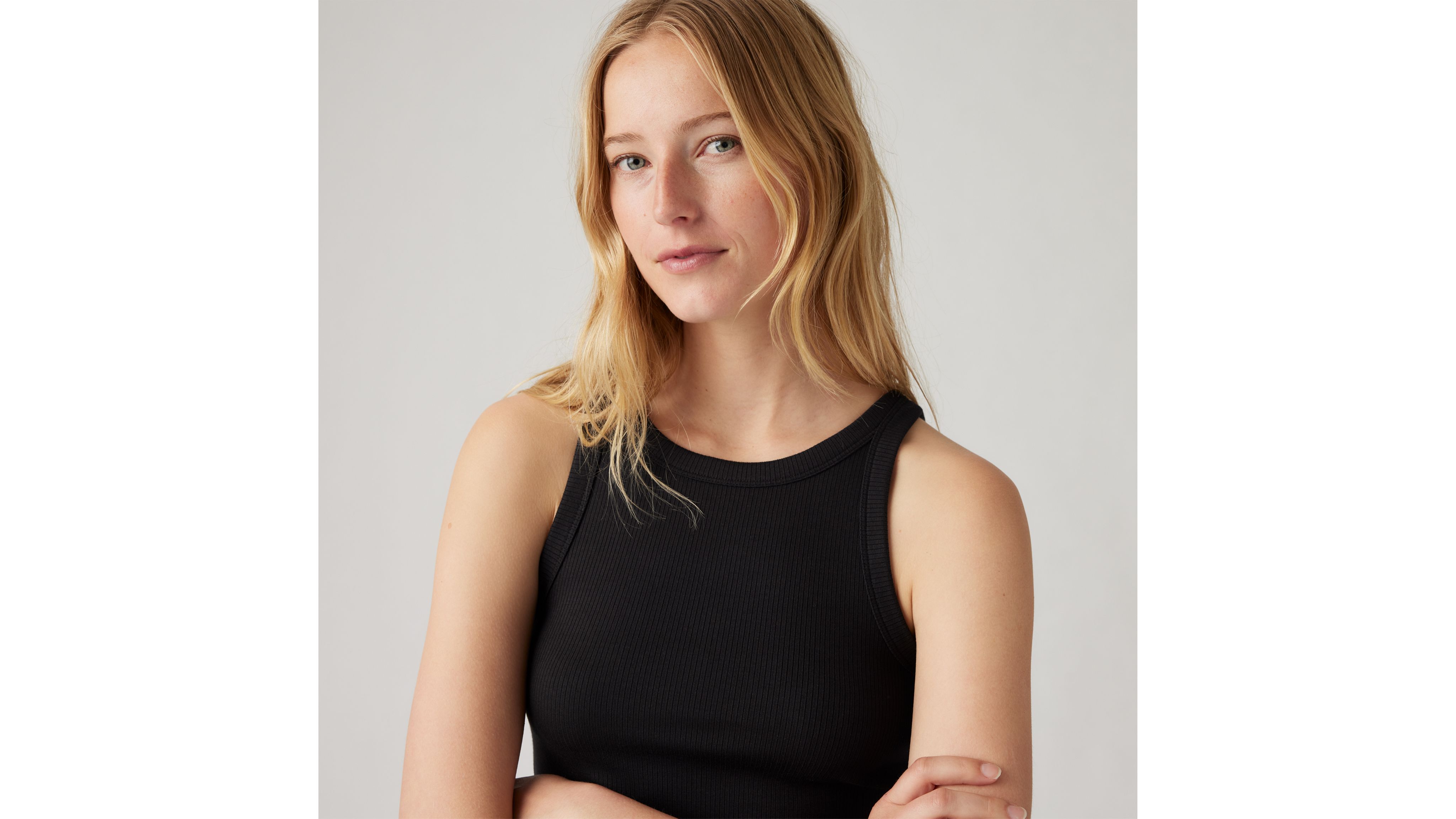 Astrid Ribbed Tank Top in Black, Groovy's, Ribbed Tank