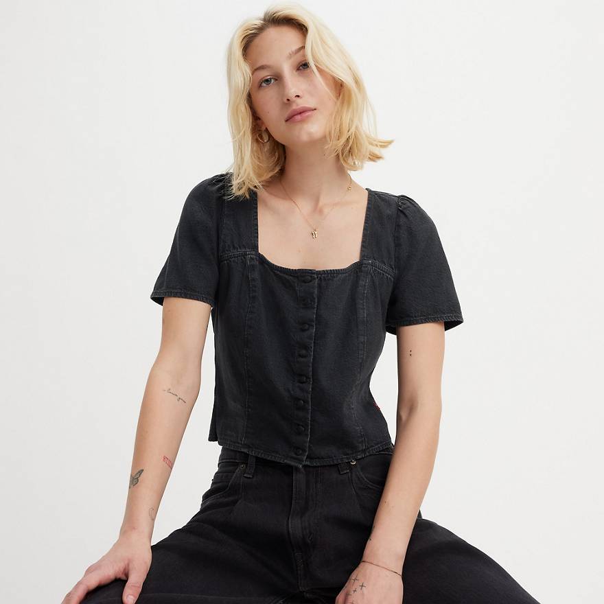 Pascale Short Sleeve Blouse - Black | Levi's® US Pascale Short Sleeve Blouse - Black | Levi's® US
