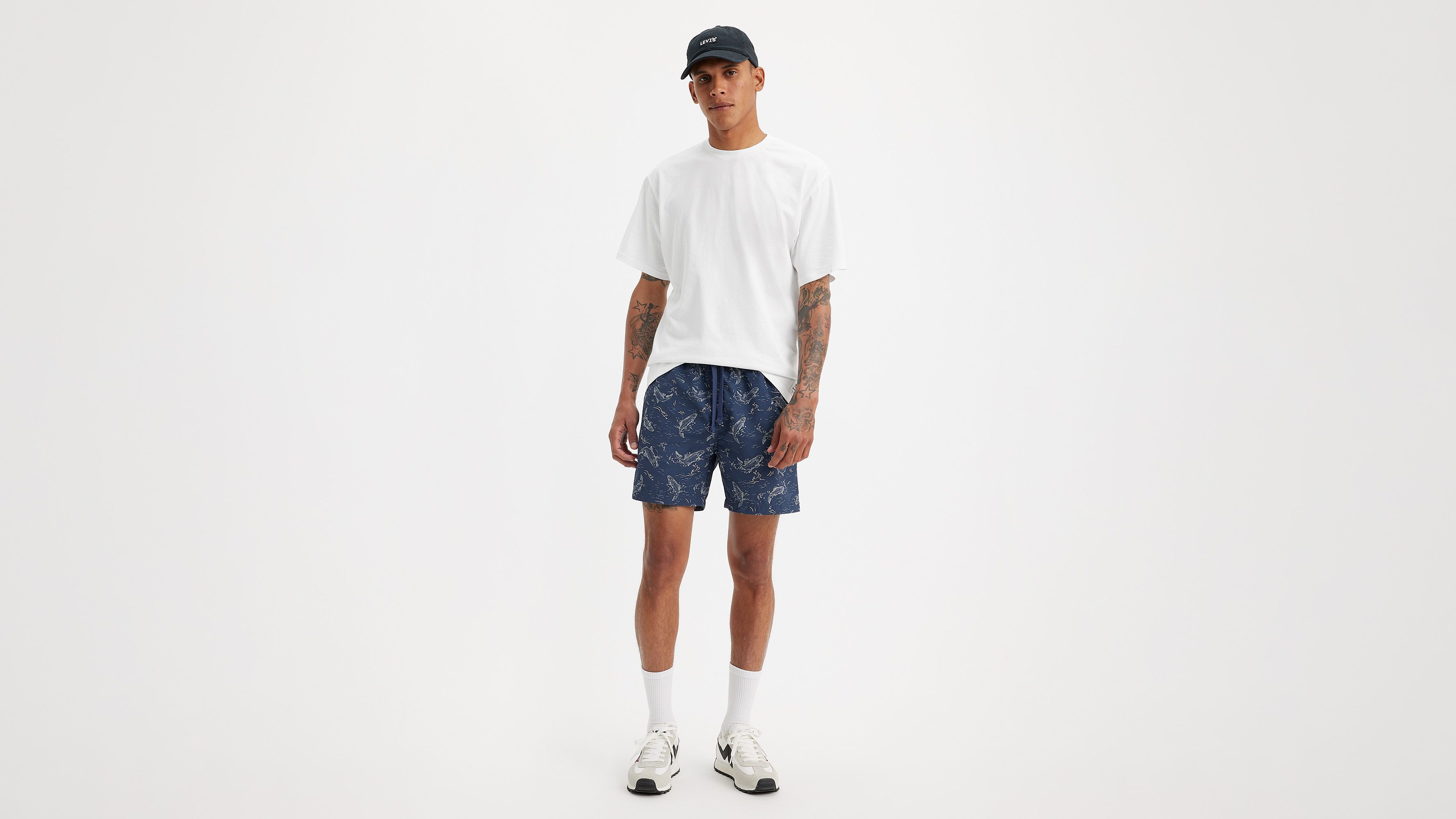 Levi's Xx Chino Easy 6" Men's Shorts S In Naval Academy Fishing Print