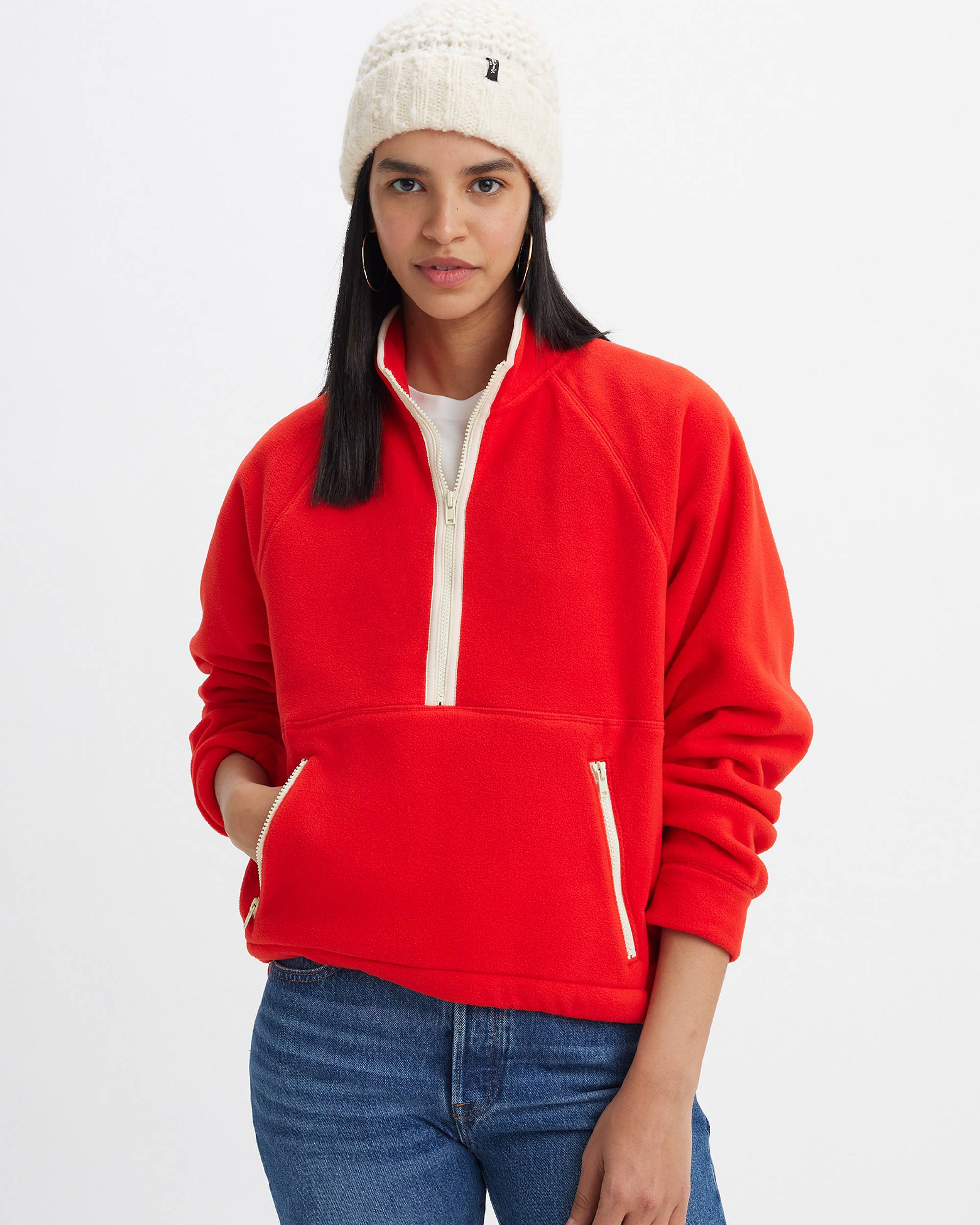 Gold Tab™ Summit 1/4 Zip Sweatshirt - Red | Levi's® CA Gold Tab™ Summit 1/4 Zip Sweatshirt - Red | Levi's® CA