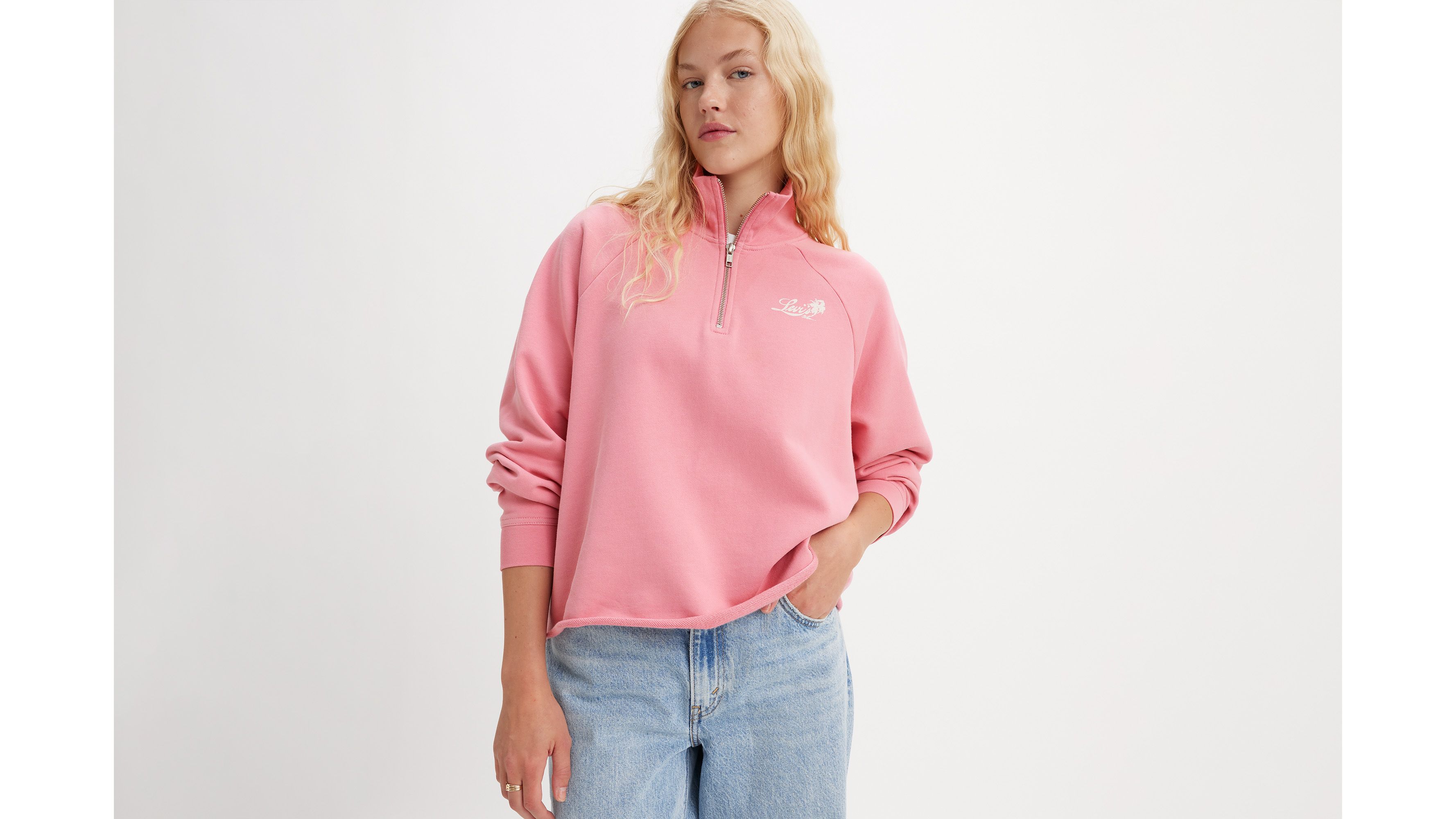 Pink Los Angeles Small Print Graphic Washed Sweatshirt