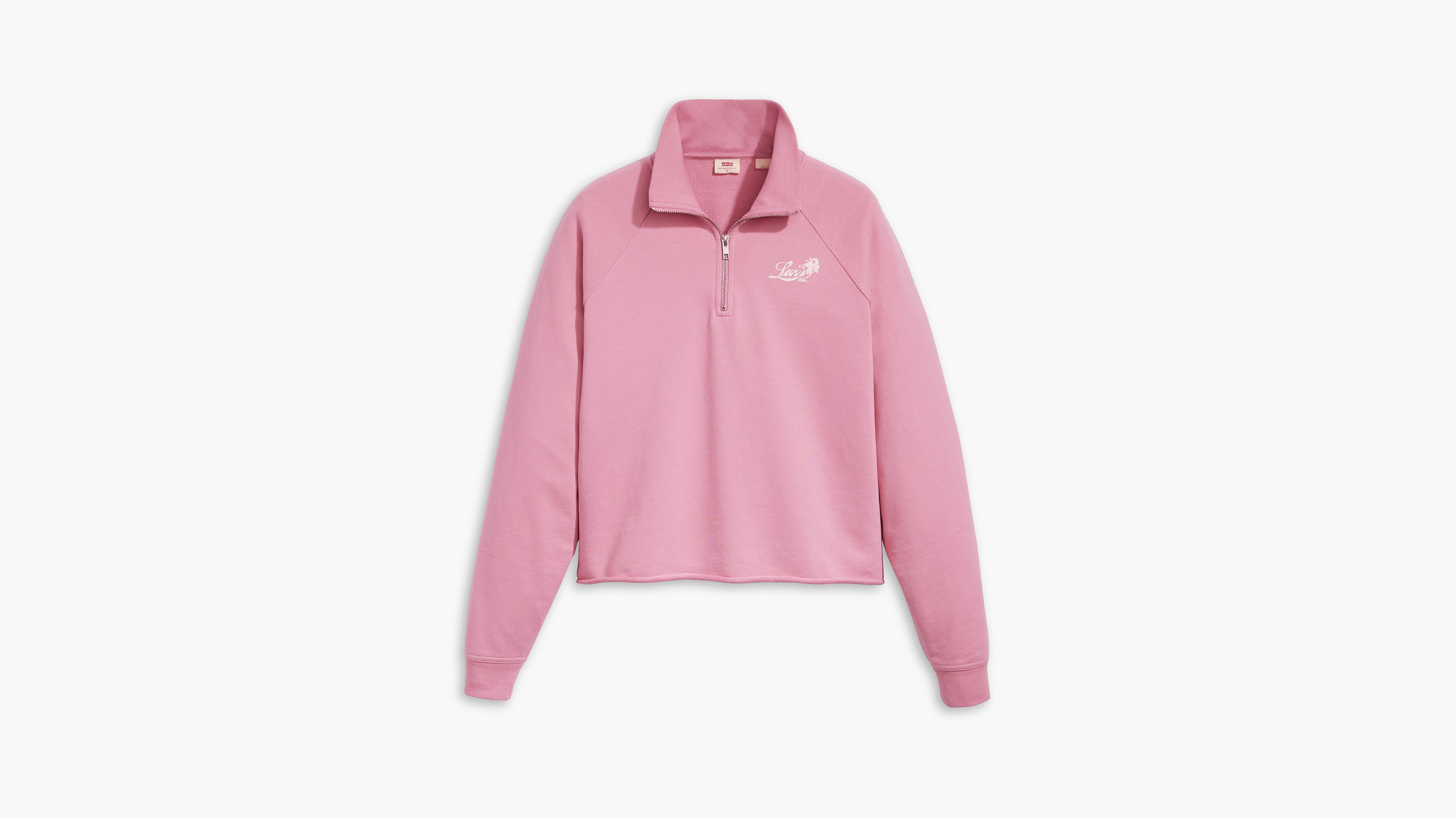 Pink quarter zip sweatshirt hotsell