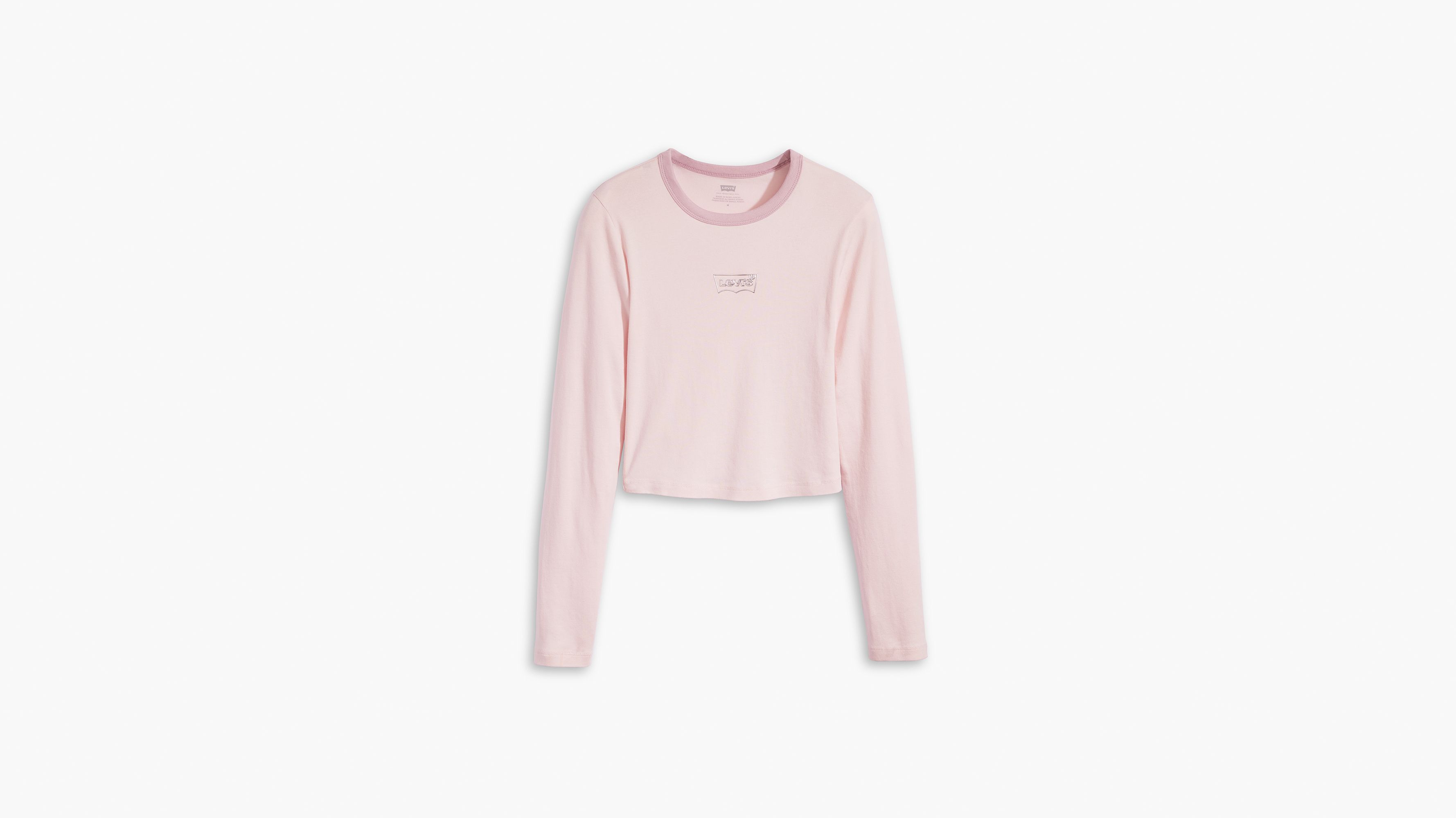 Tシャツ・カットソー RONRON MINI POINT LABEL SLIM FIT LONG SLEEVE SOFT PINK ML-6144-RIB-NEOP-03_3cae7a79-