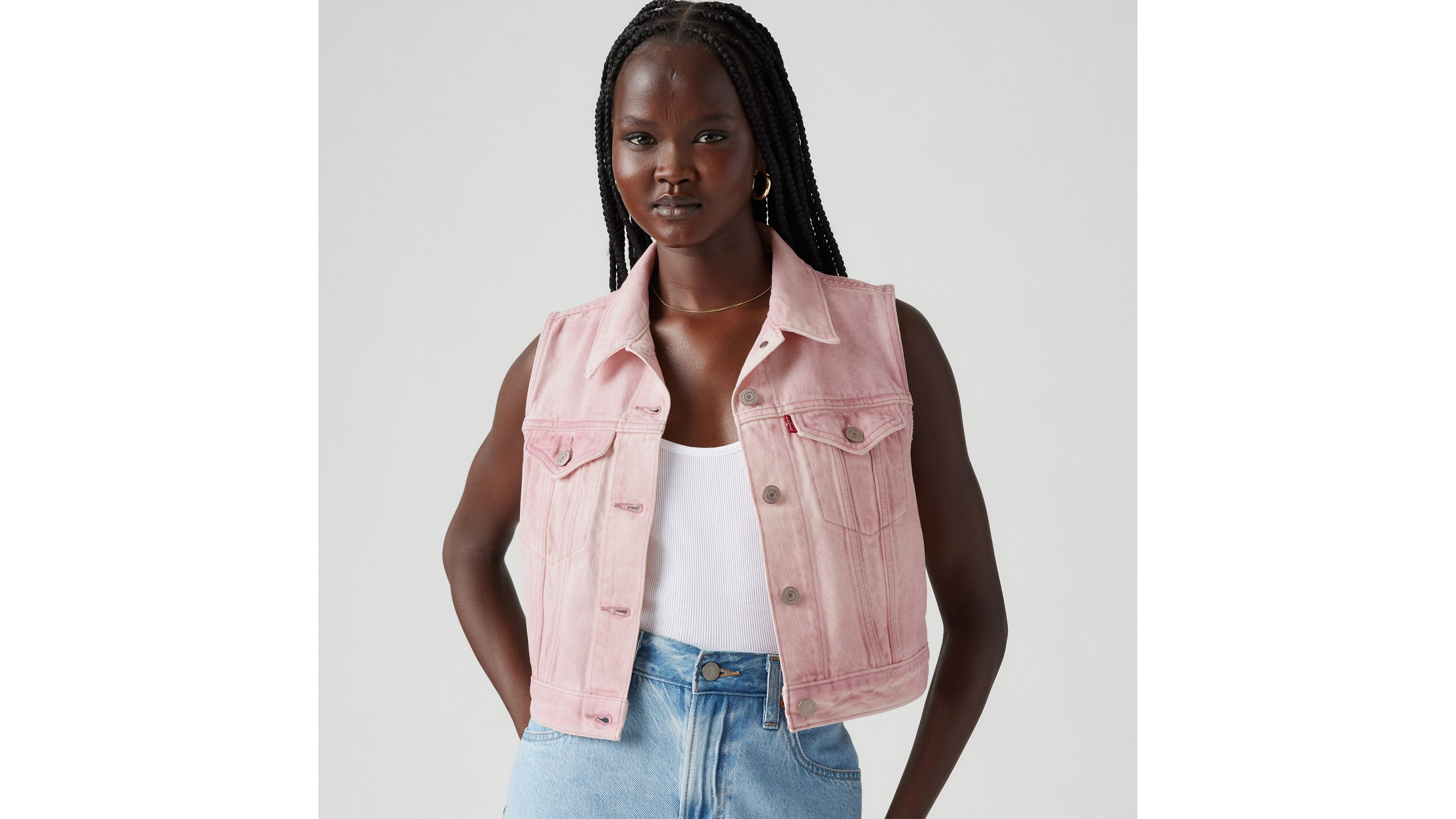 Side Ribbon Vest, Pink