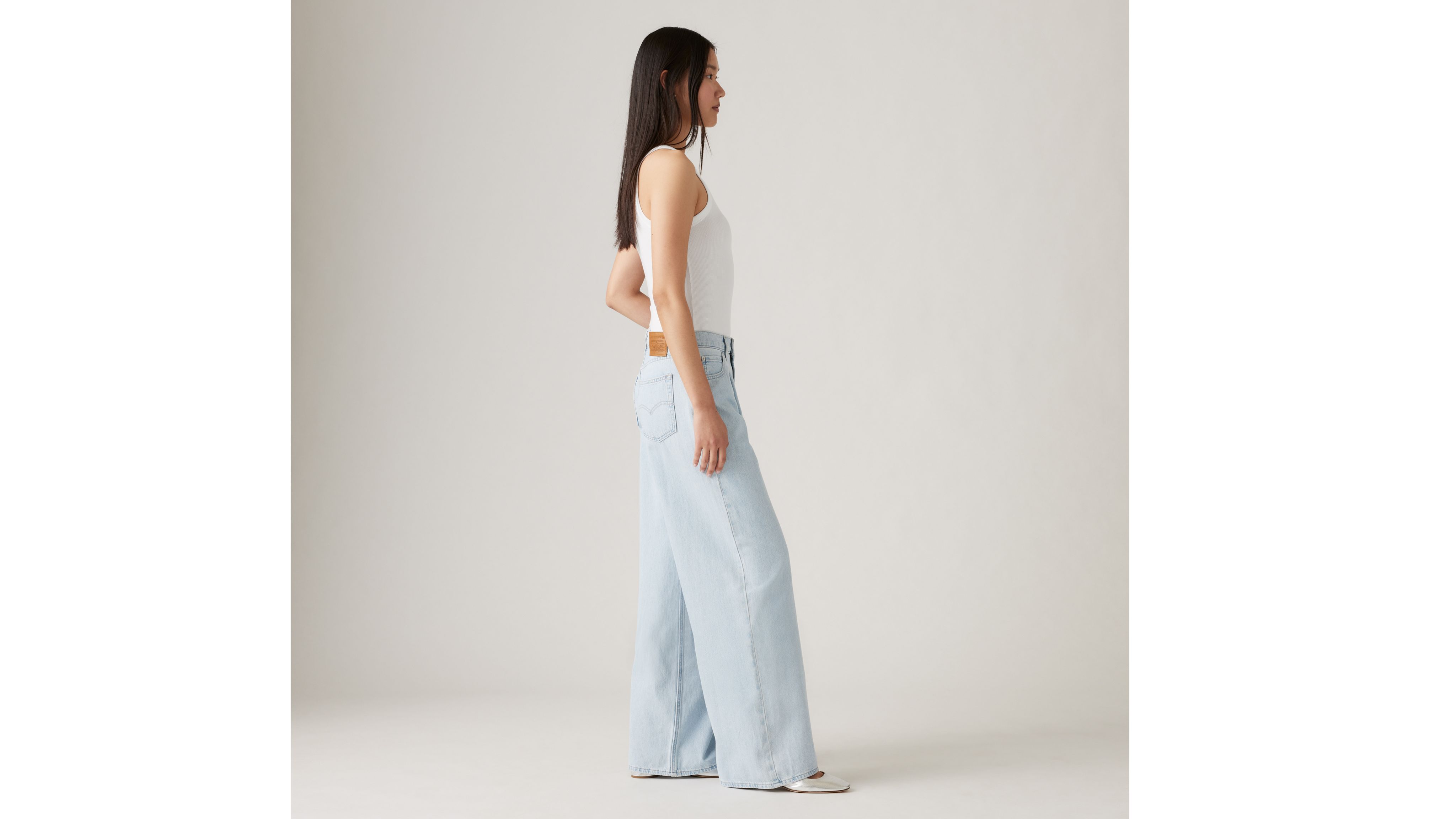 Baggy Dad Wide Leg Women's Jeans - Light Wash