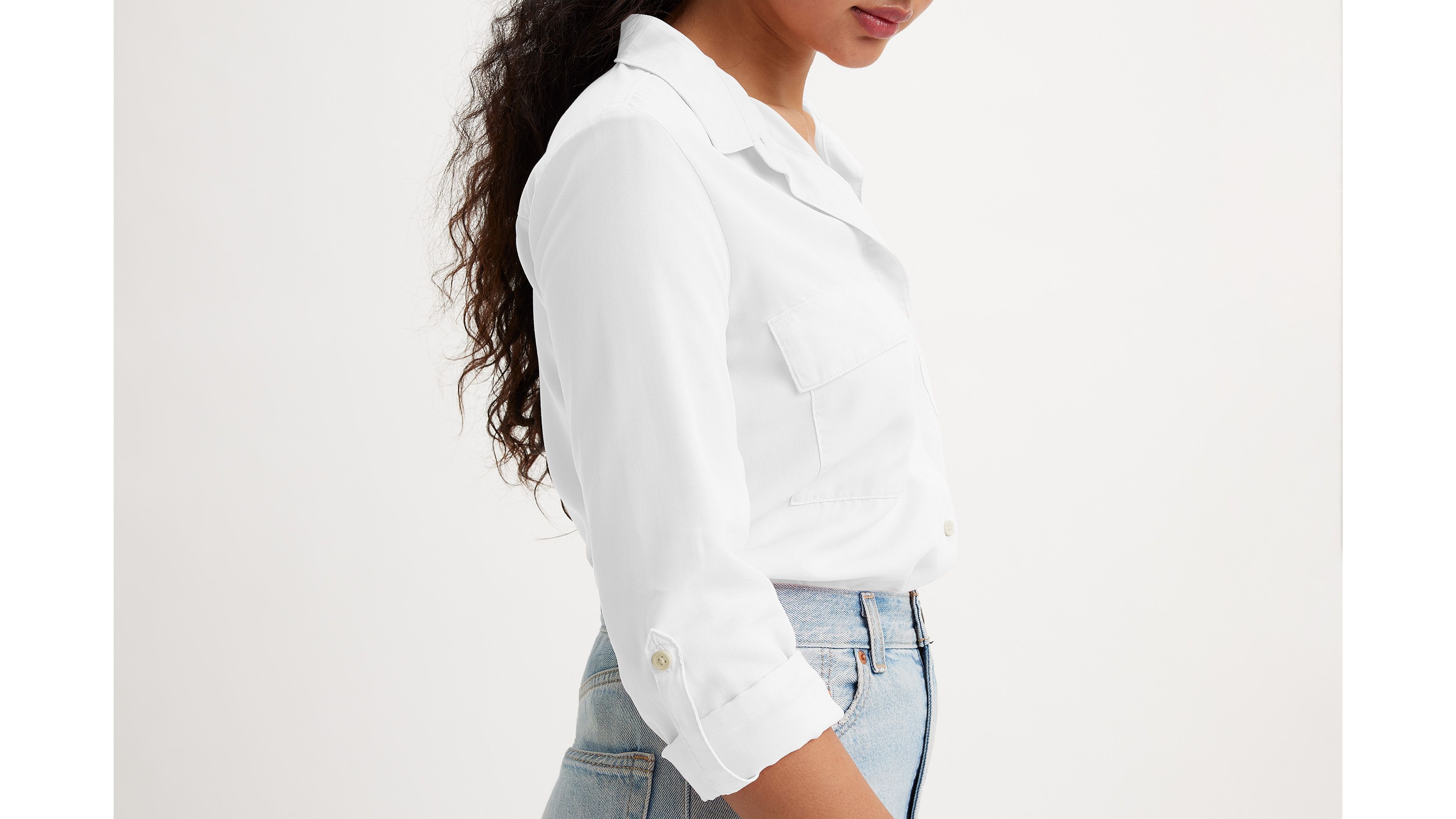 Women's Long Sleeve Utility Button-down Shirt - Ava & Viv™ White