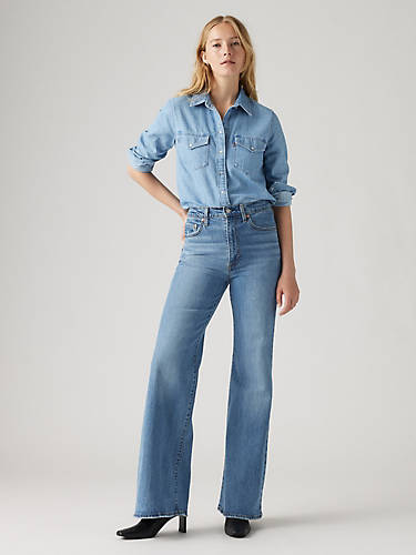 리바이스 Levi Ribcage Bell Womens Jeans,Sonoma Walks - Medium Wash