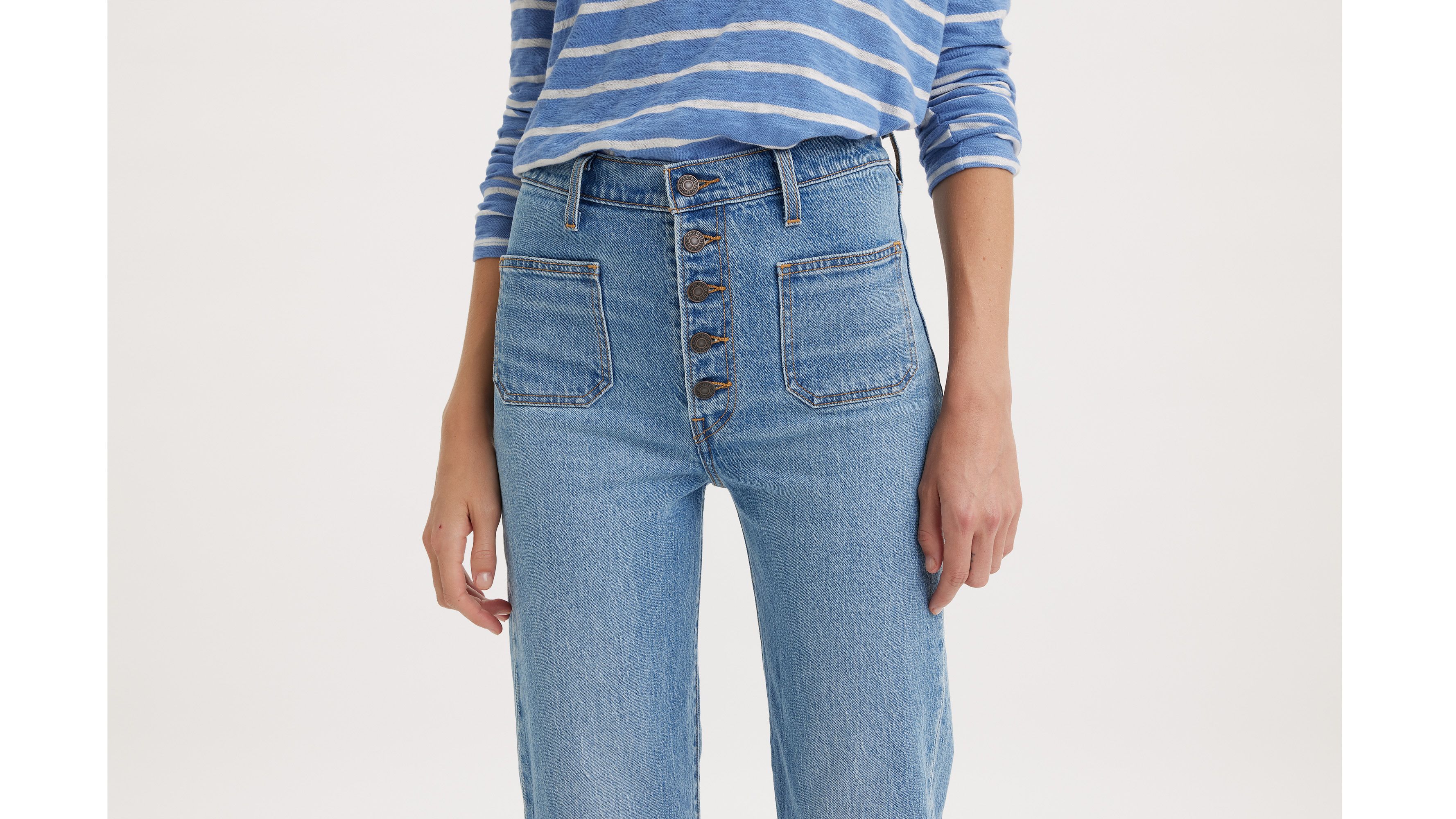 HIGH-RISE STRAIGHT-LEG PATCH-POCKET JEAN