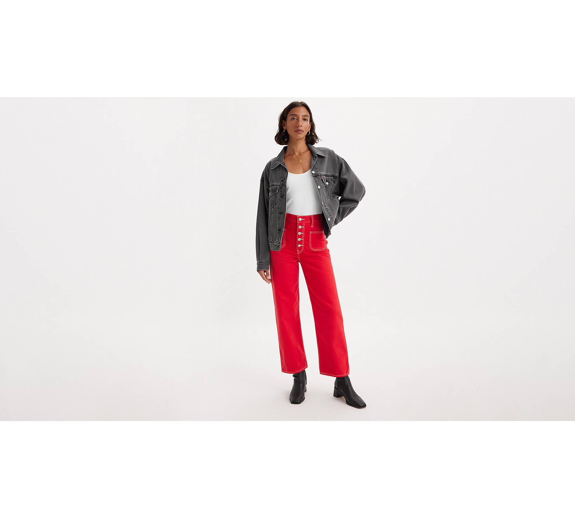 Ribcage Straight Patch Pocket Women's Jeans - Red | Levi's® CA