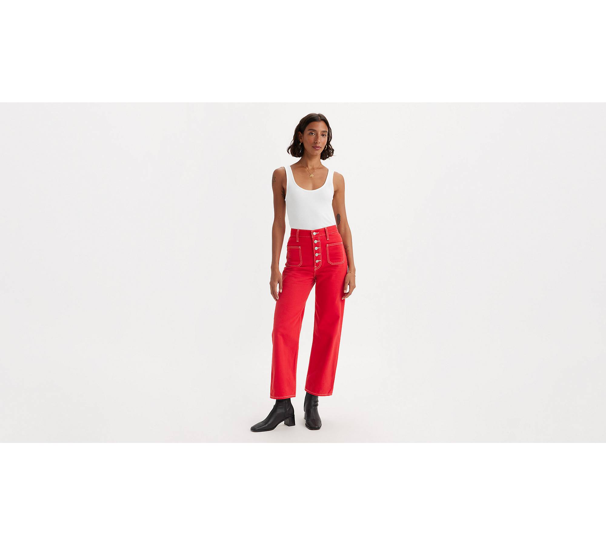 Ribcage Straight Patch Pocket Women's Jeans - Red | Levi's® US