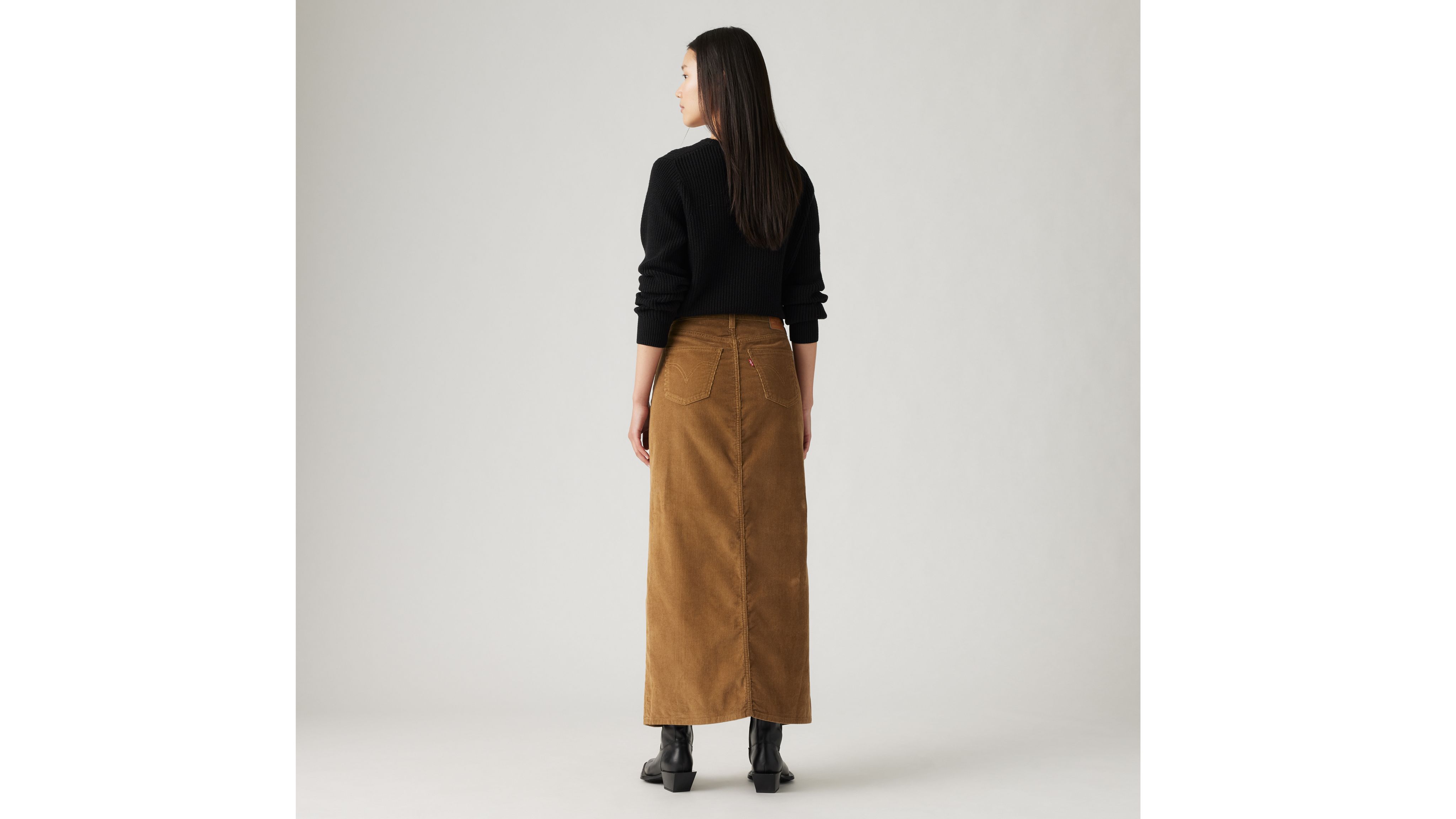 Ankle Column Corduroy Skirt