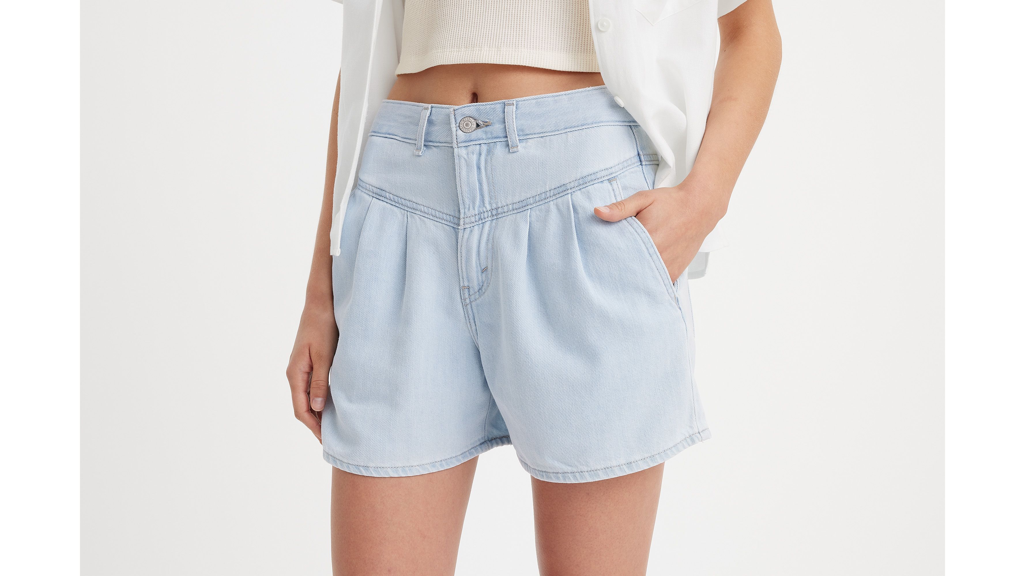 Levi's Women's High Waisted Mom Shorts (Also Available in Plus), (New)  Light Indigo Destructed, 24 Regular : : Clothing, Shoes &  Accessories