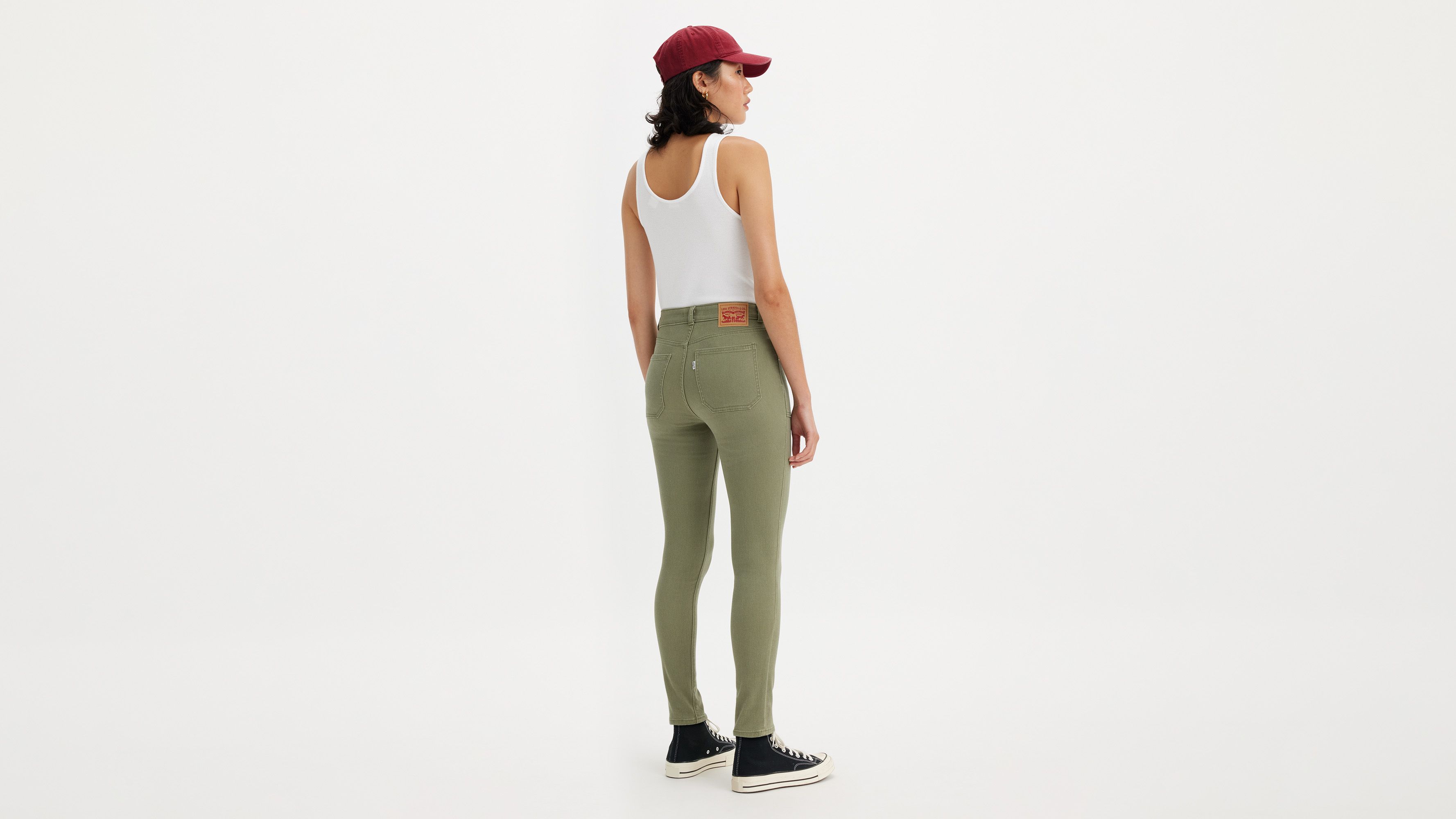 Levi's Women's 721 High Rise Slim-fit Skinny Utility Jeans In Deep Lichen Green