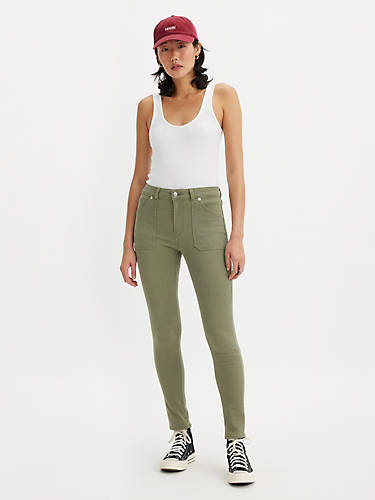 리바이스 Levi 721 High Rise Skinny Utility Womens Jeans,Deep Lichen Green