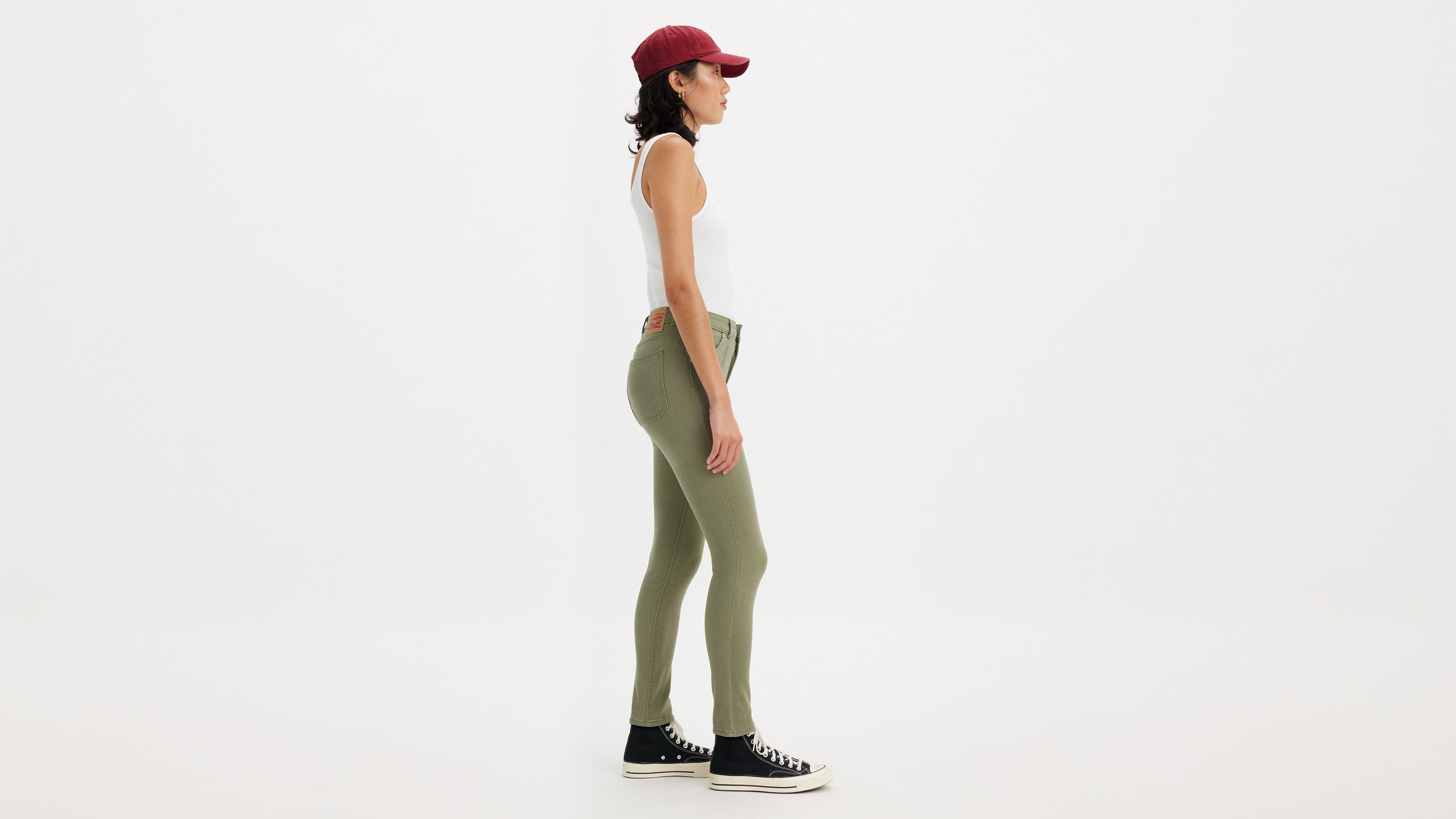 Levi's Women's 721 High Rise Slim-fit Skinny Utility Jeans In Deep Lichen Green