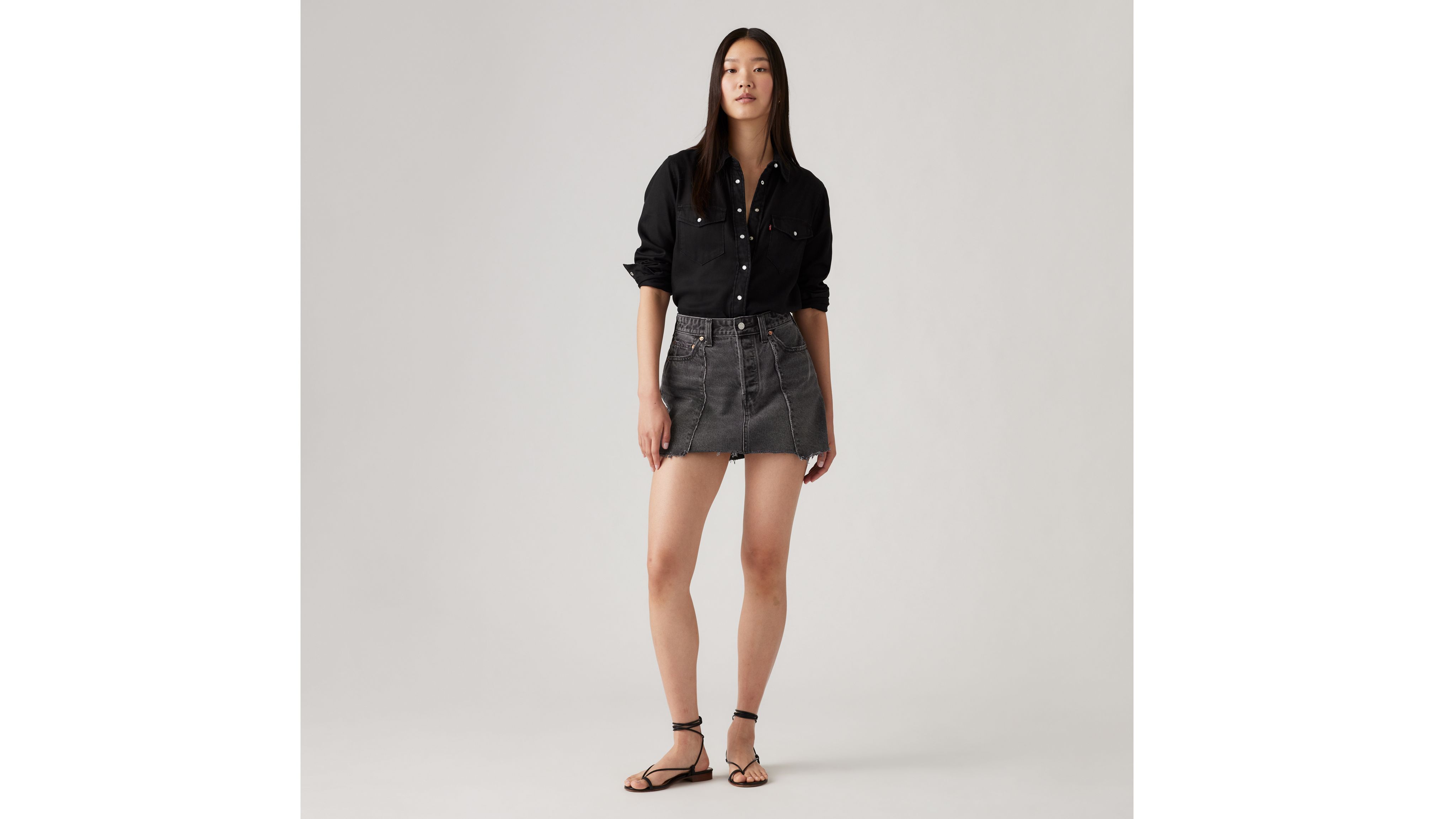 スカート AVANDRESS Evelyn Long Denim Skirt BLACK AD43SK18BK 어반드레스(AVANDRESS) Evelyn Long Denim Skirt BLACK - 사이즈