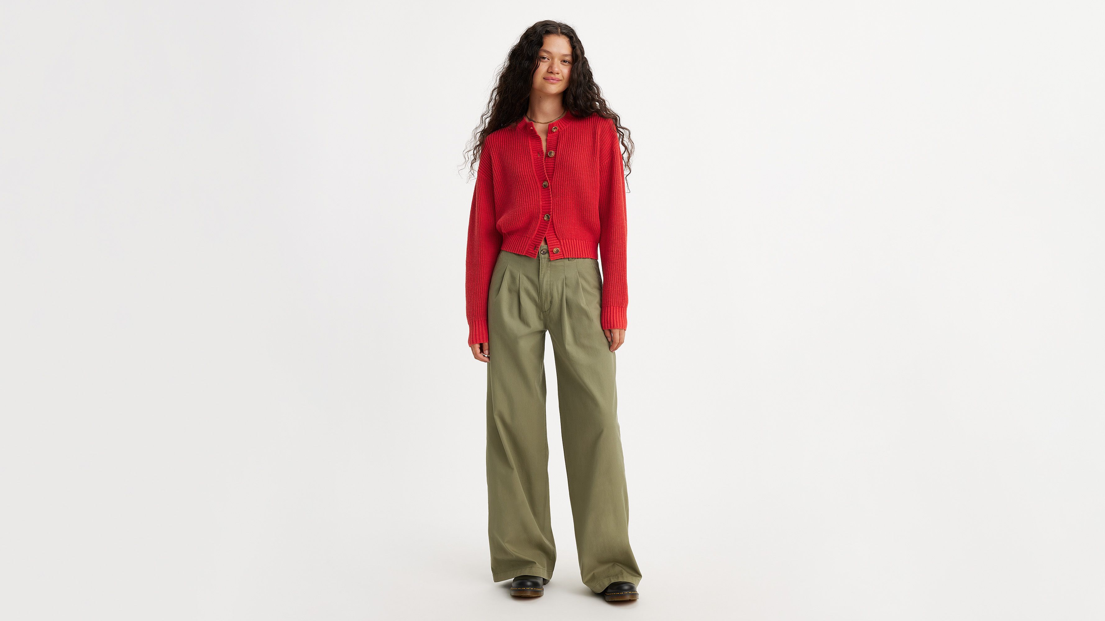 Women's Pants Zipper Fly Fold Pleated Solid Wide Leg Pants Pant for Women  (Color : Red, Size : Large) : : Clothing, Shoes & Accessories