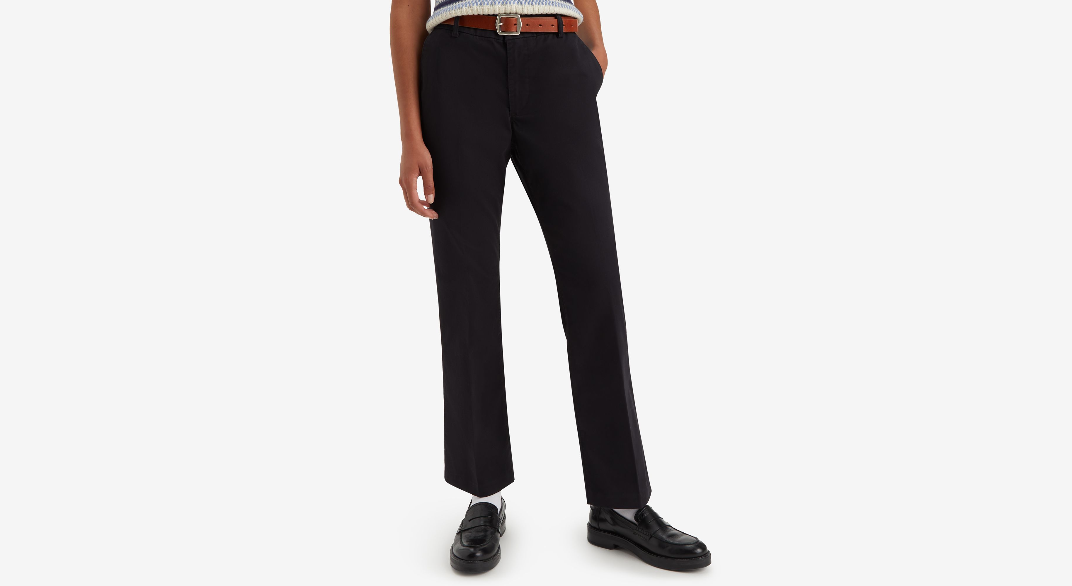 Ankle-Length Checked Bootcut Trousers