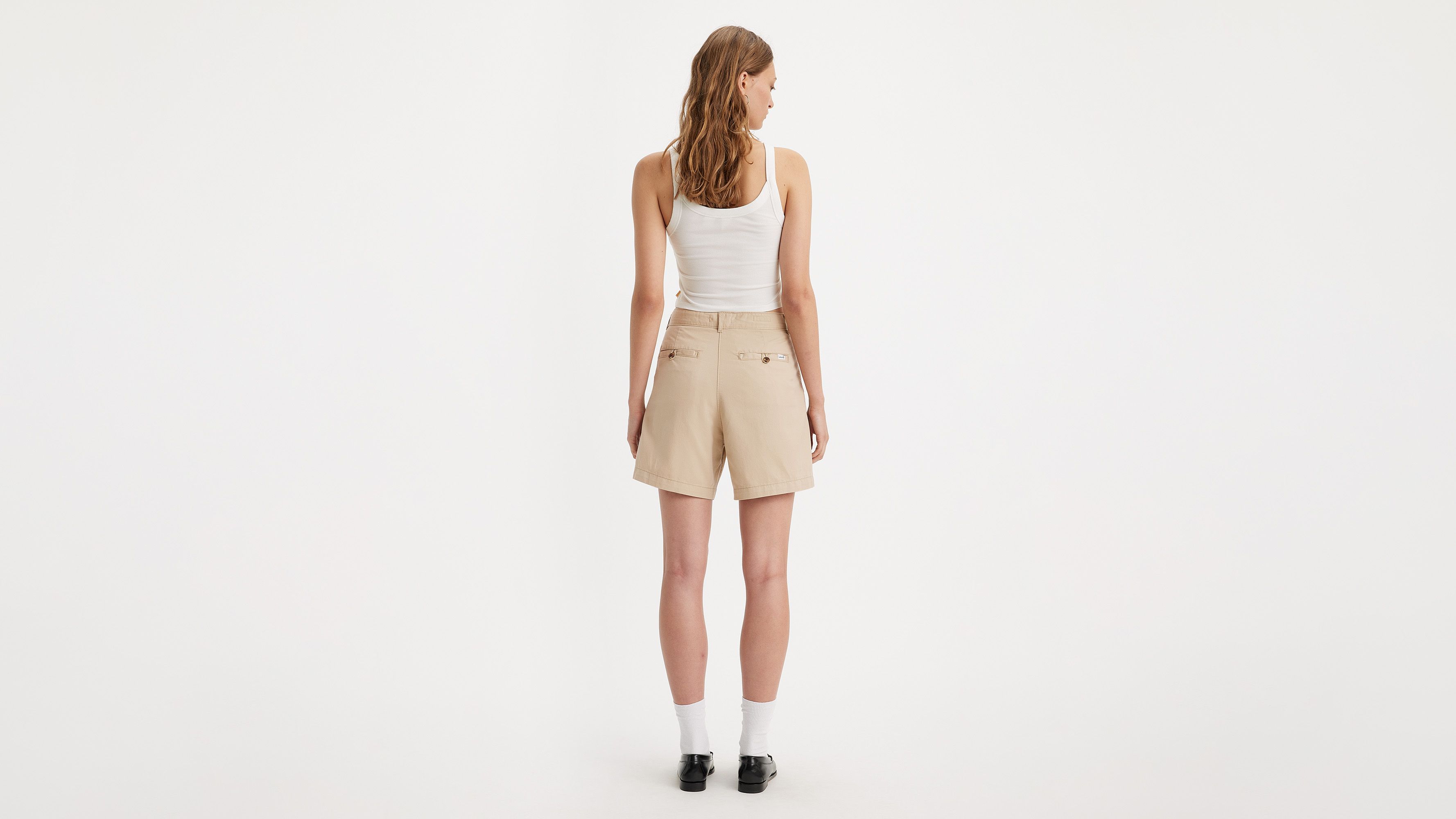 Cotton High-Waisted Pleated Shorts