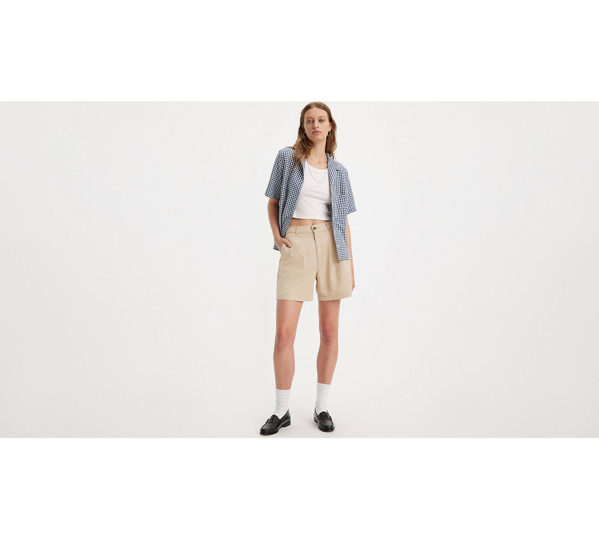 AMUR Alice Shorts 0 High Rise Pleated Organic Cotton Twill Pockets