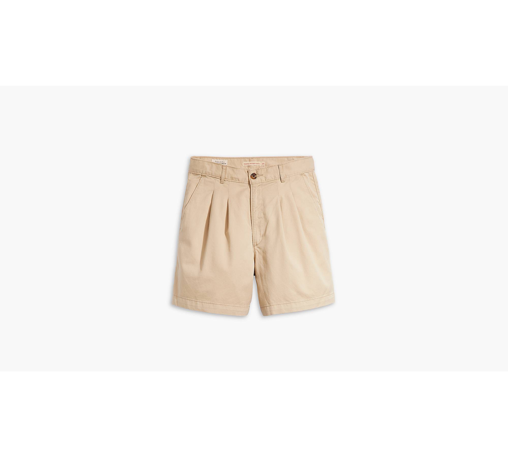 Pleated Women's Trouser Shorts - Tan