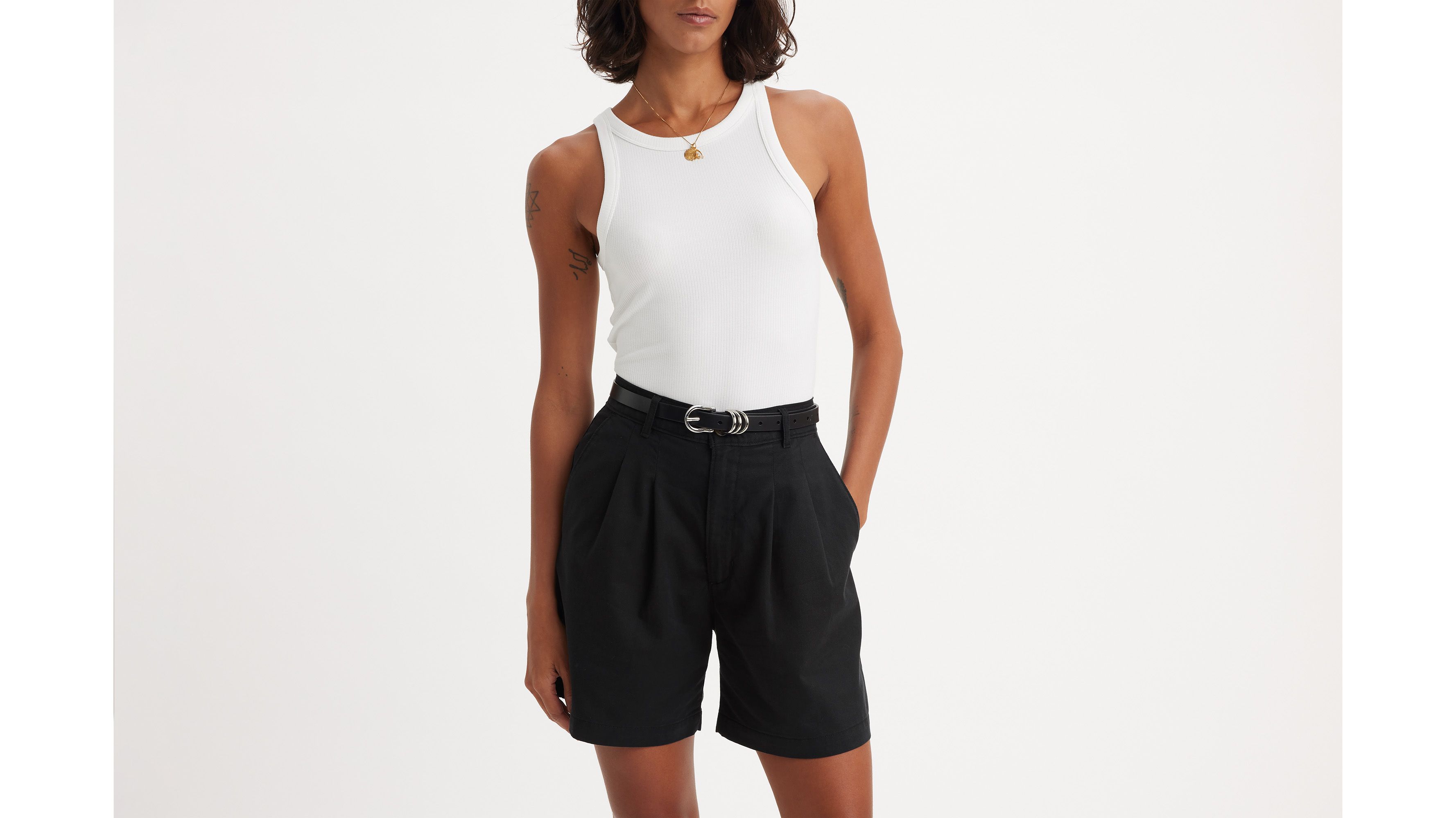 Pleated Women's Trouser Shorts - Black | Levi's® US