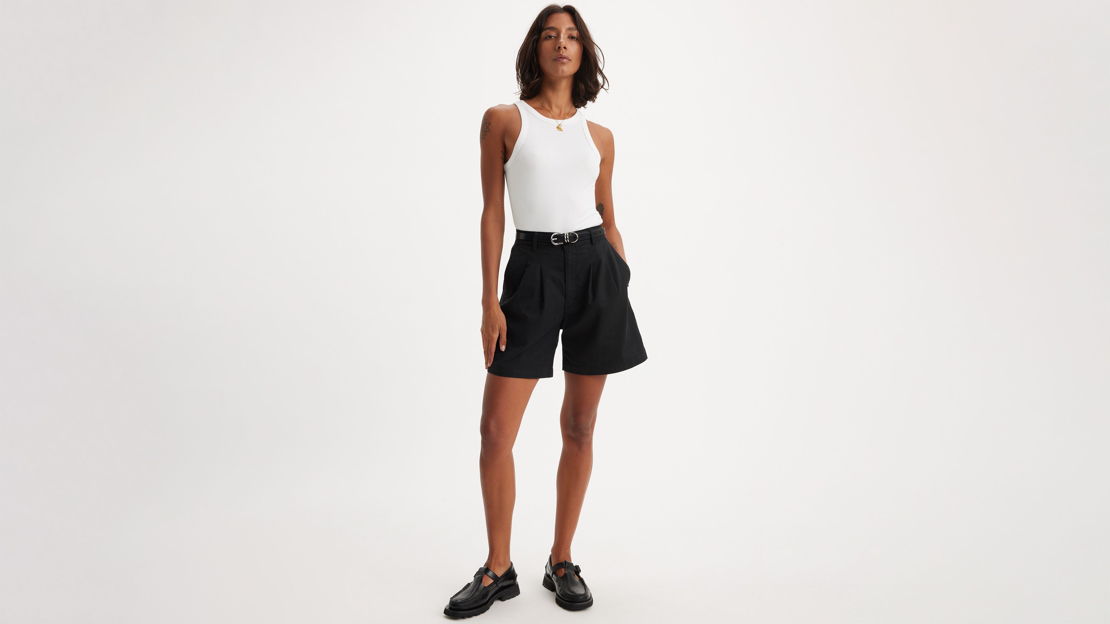 Pleated Women's Trouser Shorts - Black | Levi's® US