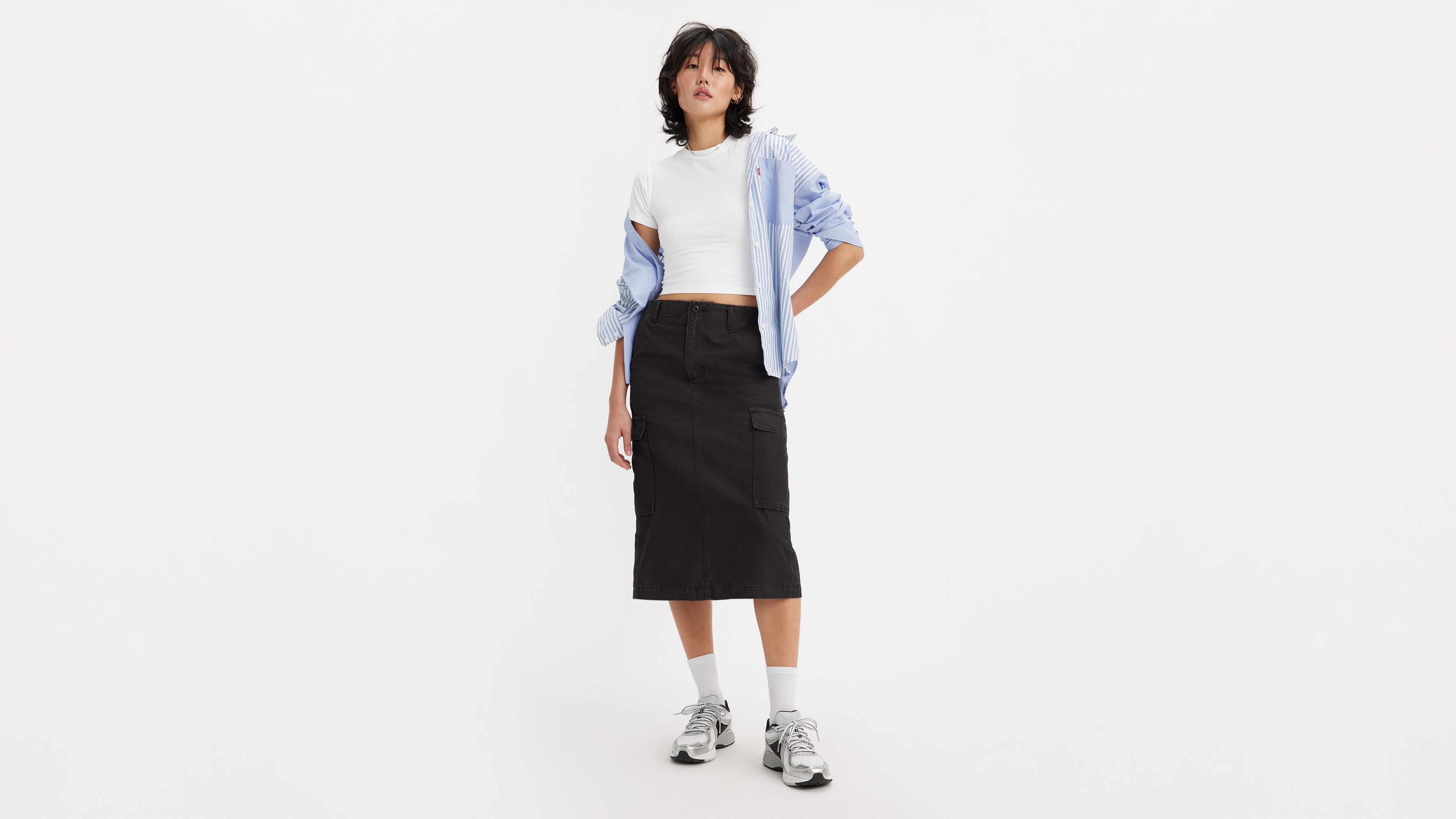 ASOS DESIGN relaxed pants skirt in black