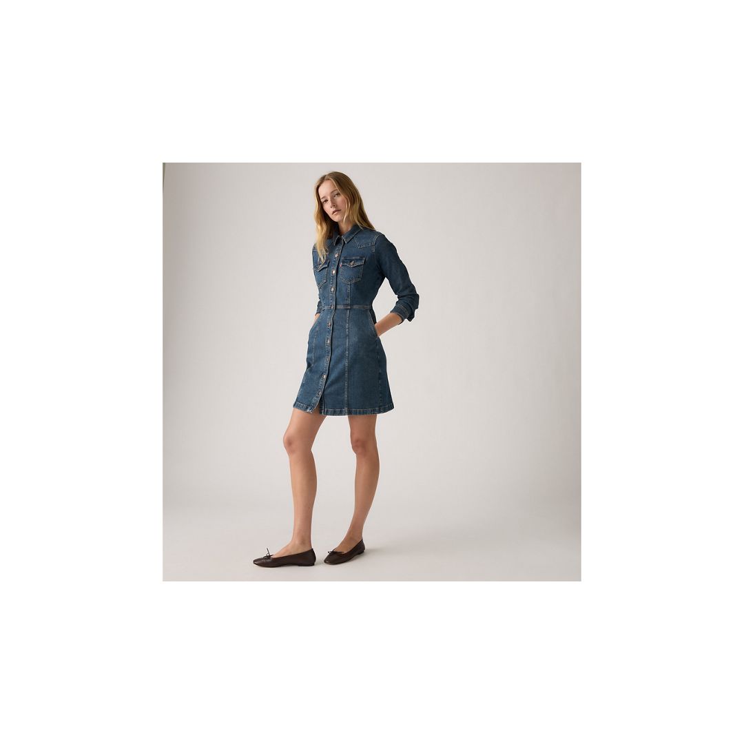 Levi's Flynn Western Dress In Blue