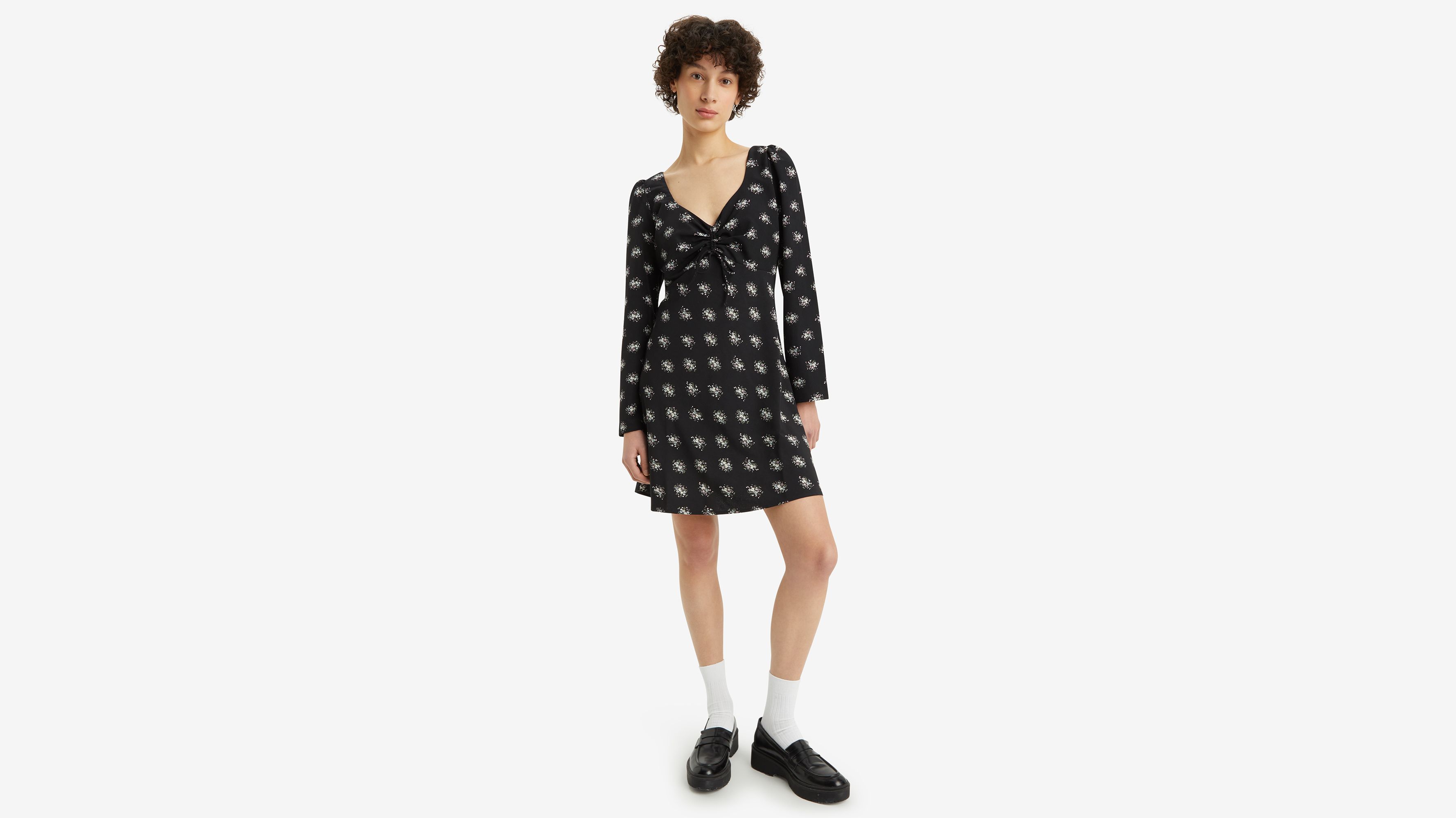 robe courte mana noir / wendy floral caviar