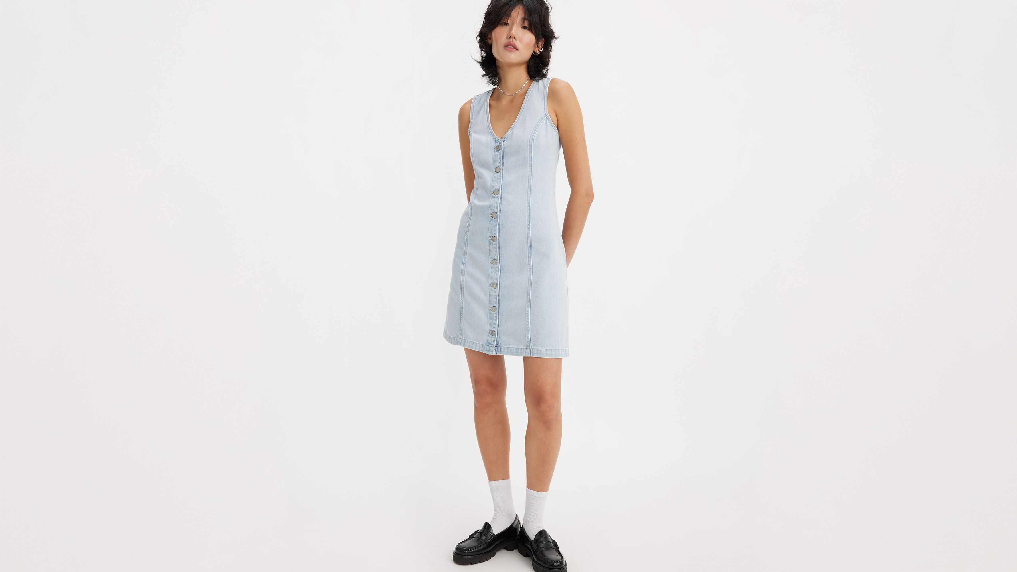 Thora Denim Mini Dress - Light Wash