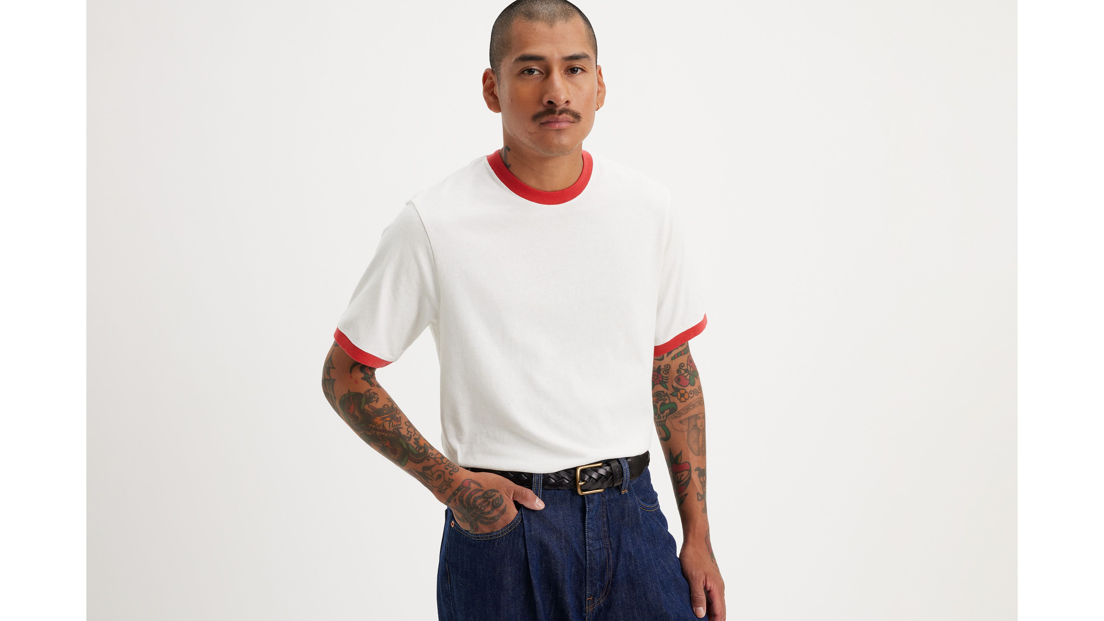 ◆LEE◆ Lee Dungarees Ringer T-Shirt White f4b51c81dfb860c3f1c8277a6c7e20