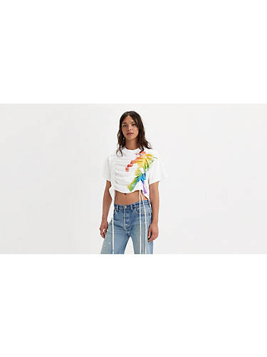 Levis Pride Cinched Short Stack T-shirt,Bright White