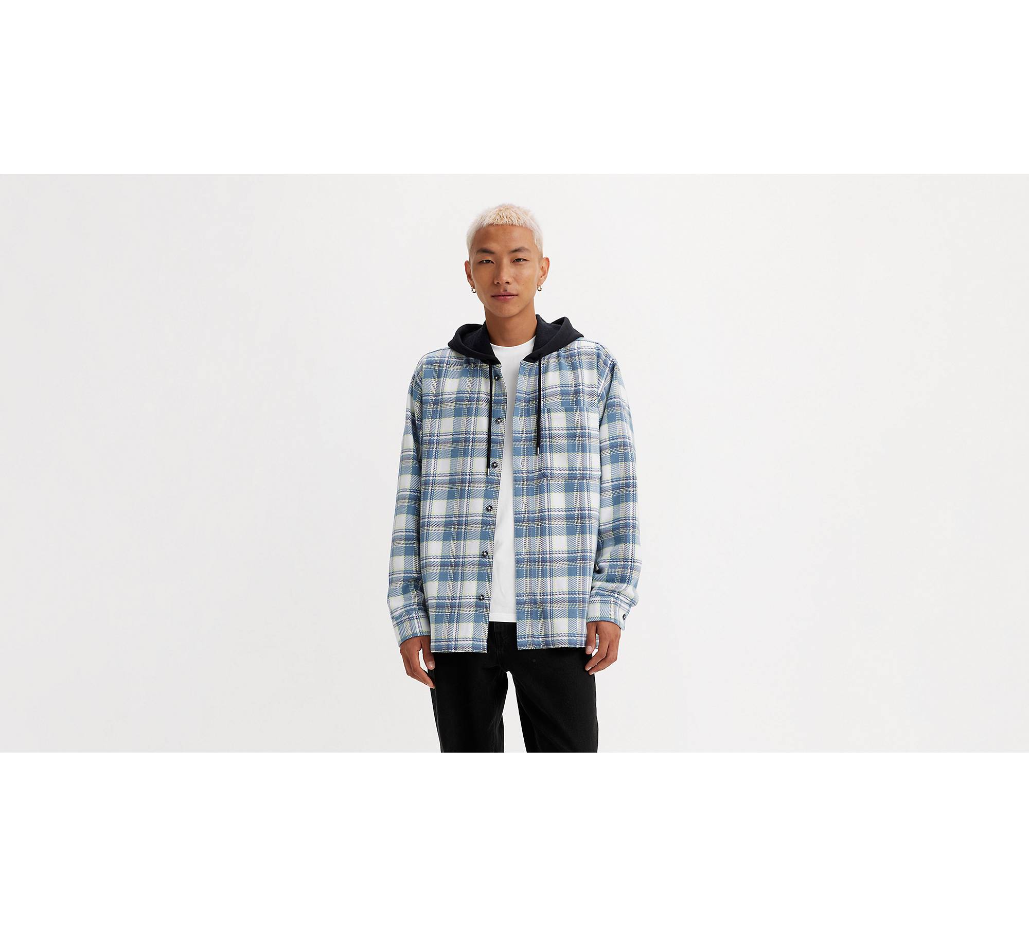 Check The Forecast Cropped Flannel Top - Black/combo