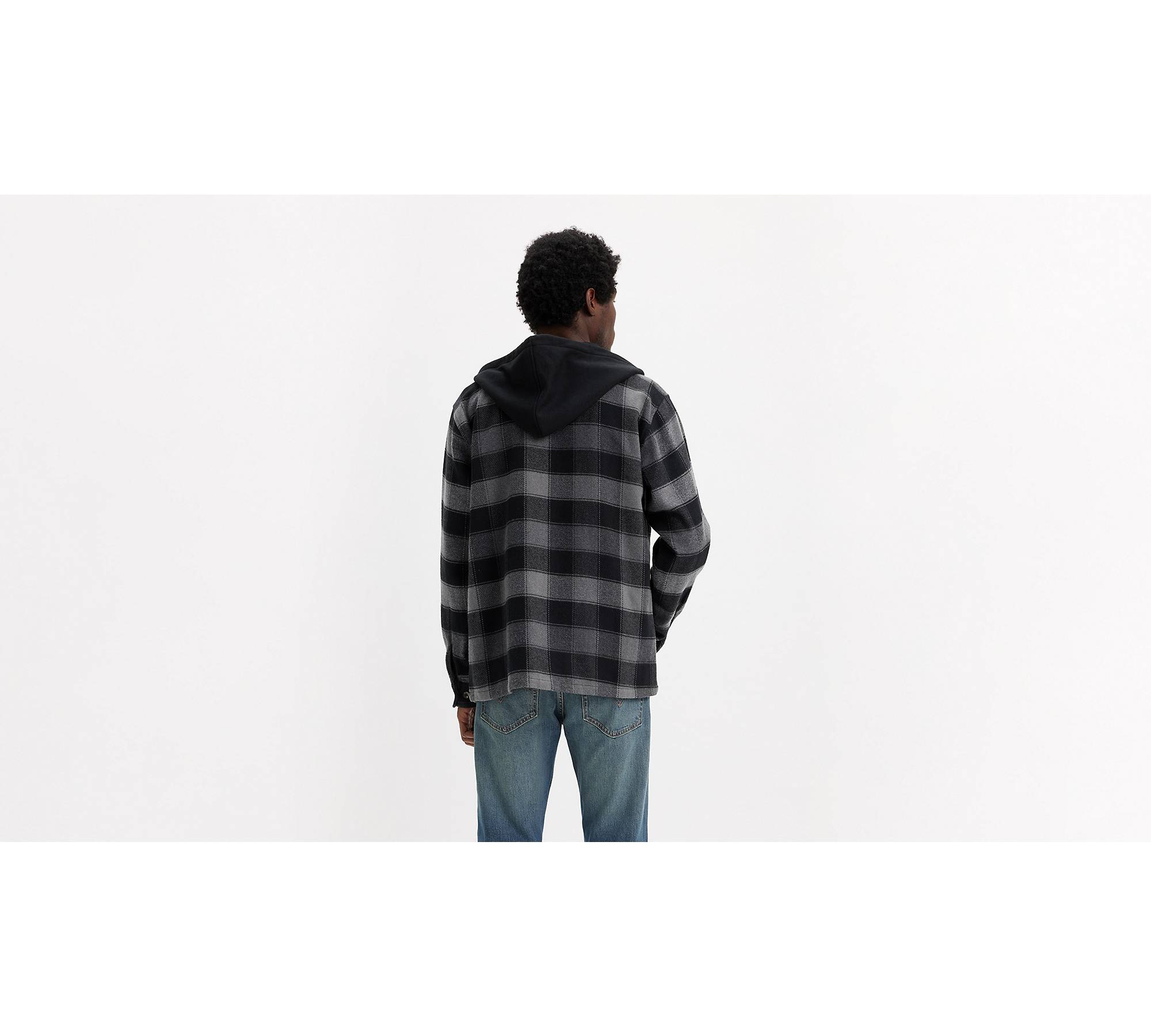 Heavyweight Hooded Flannel Shirt - Black
