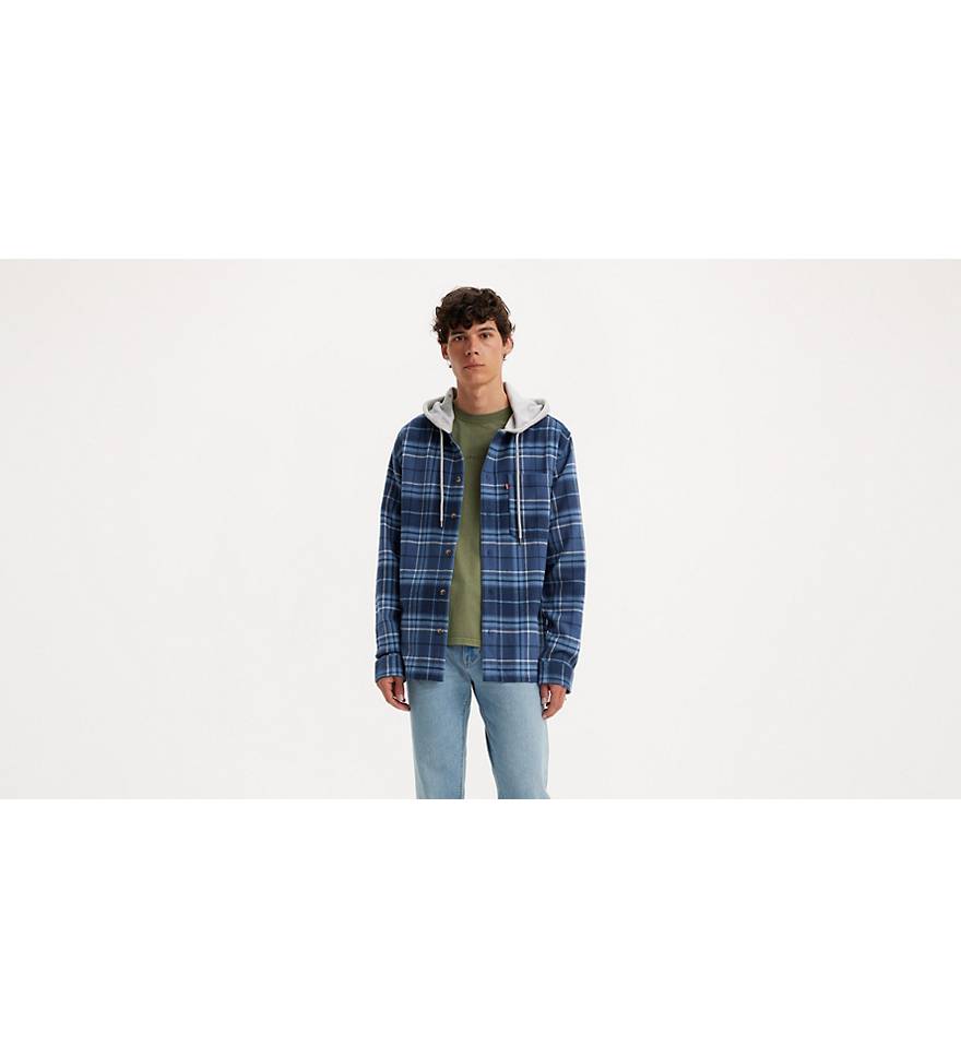 Heavyweight Hooded Flannel Shirt - Blue | Levi's® US